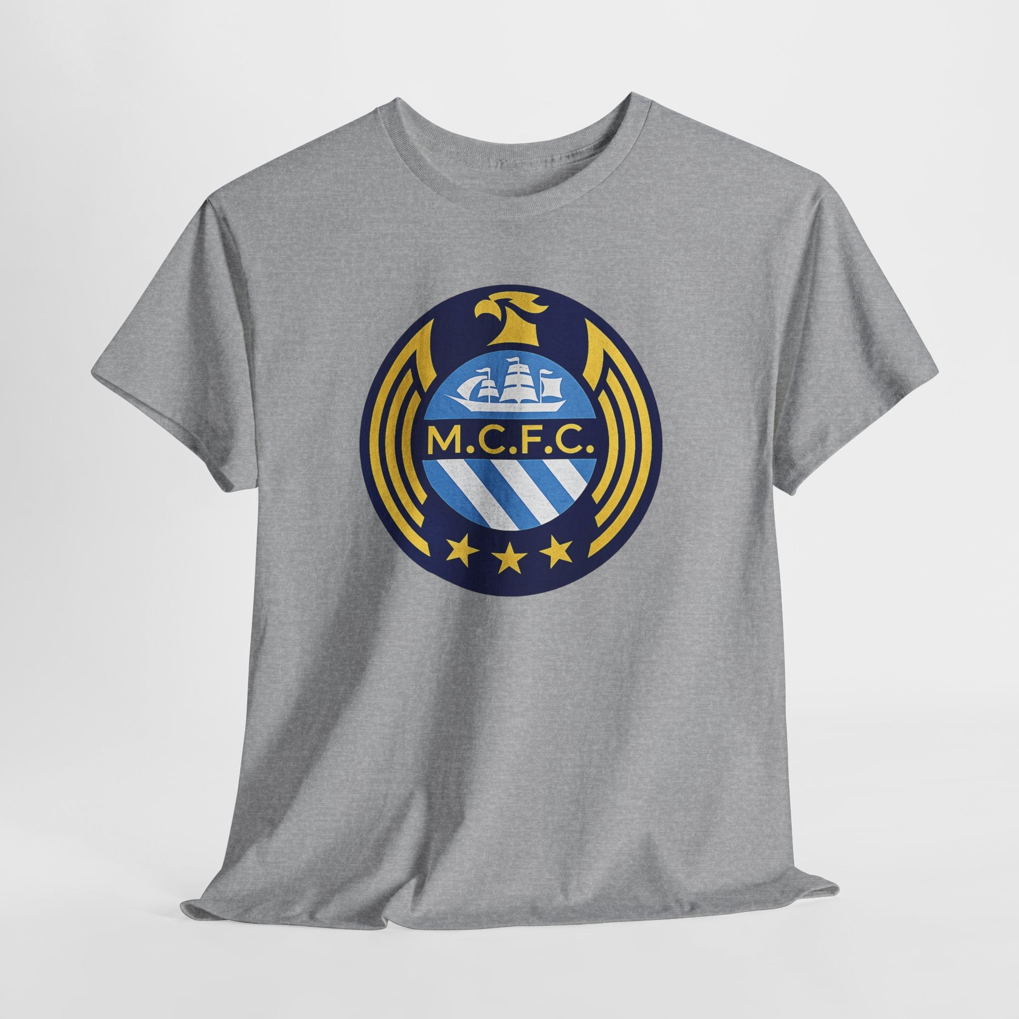 MCFC Crest T-Shirt — Vintage Blue & Gold Soccer Tee
