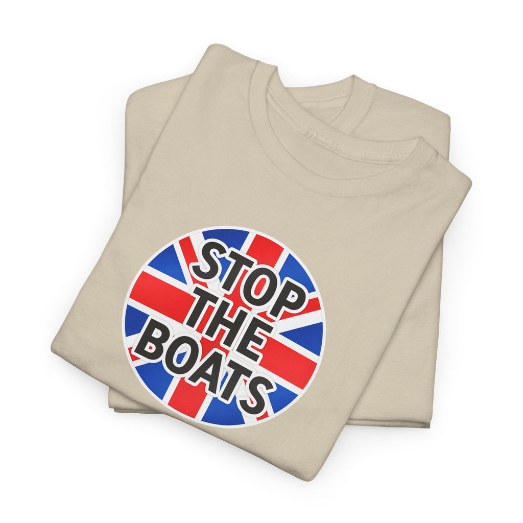 Stop The Boats Union Jack Protest Cotton T-Shirt / Tee
