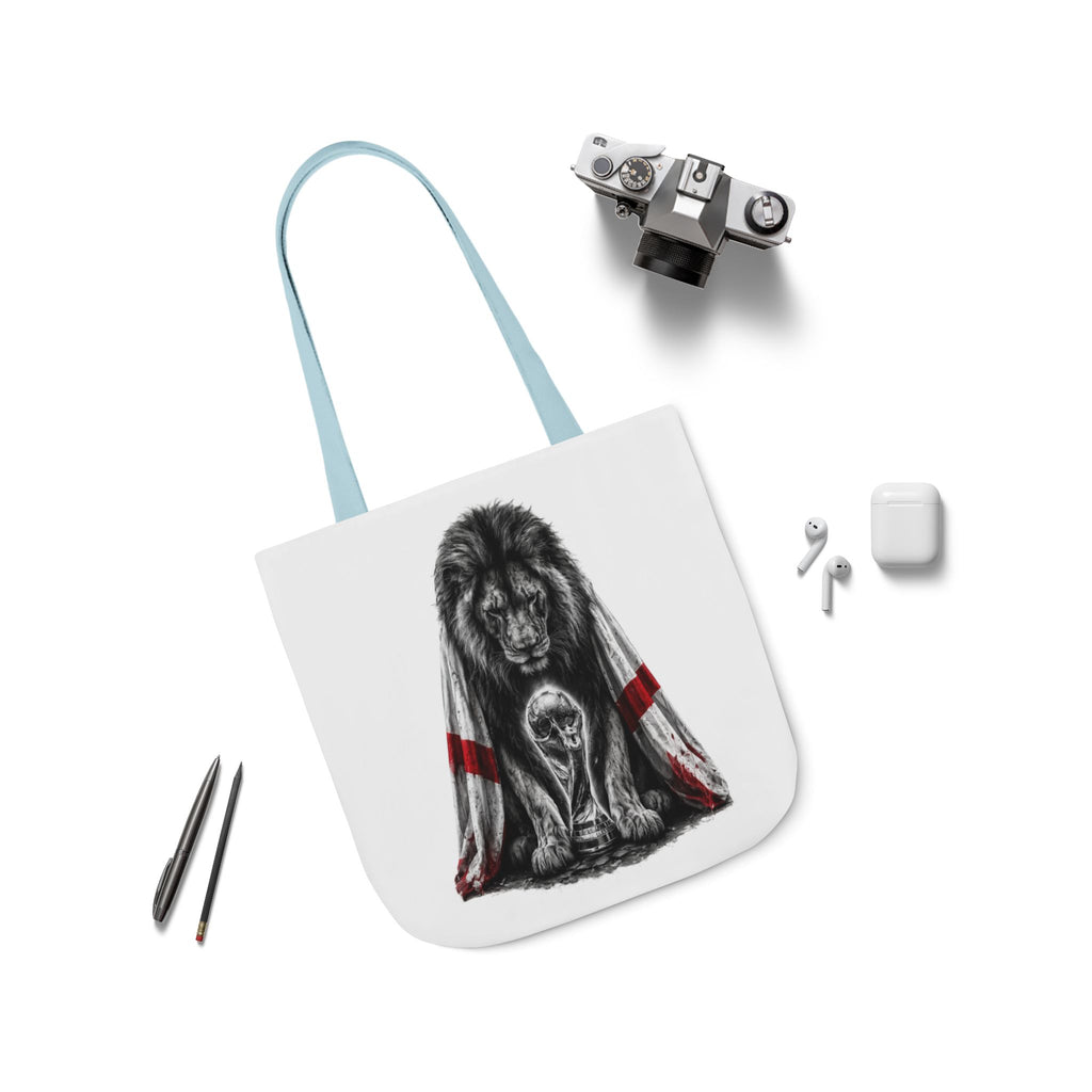 England Lion Guardian Canvas Tote — Protective Lion & Cub Illustration Tote Bag