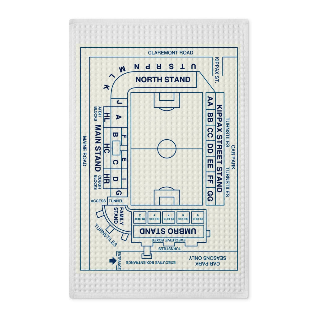 Manchester City Maine Road Seating Plan Tea Towel — Double-Sided Waffle Weave Tea Towel