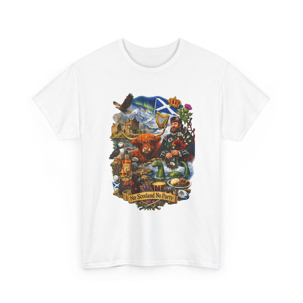 Scotland Collage T-Shirt — "No Scotland No Party" Scottish Heritage Tee