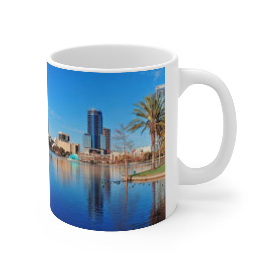 City Skyline Ceramic Mug — Waterfront Reflection Coffee Cup (11oz & 15oz)