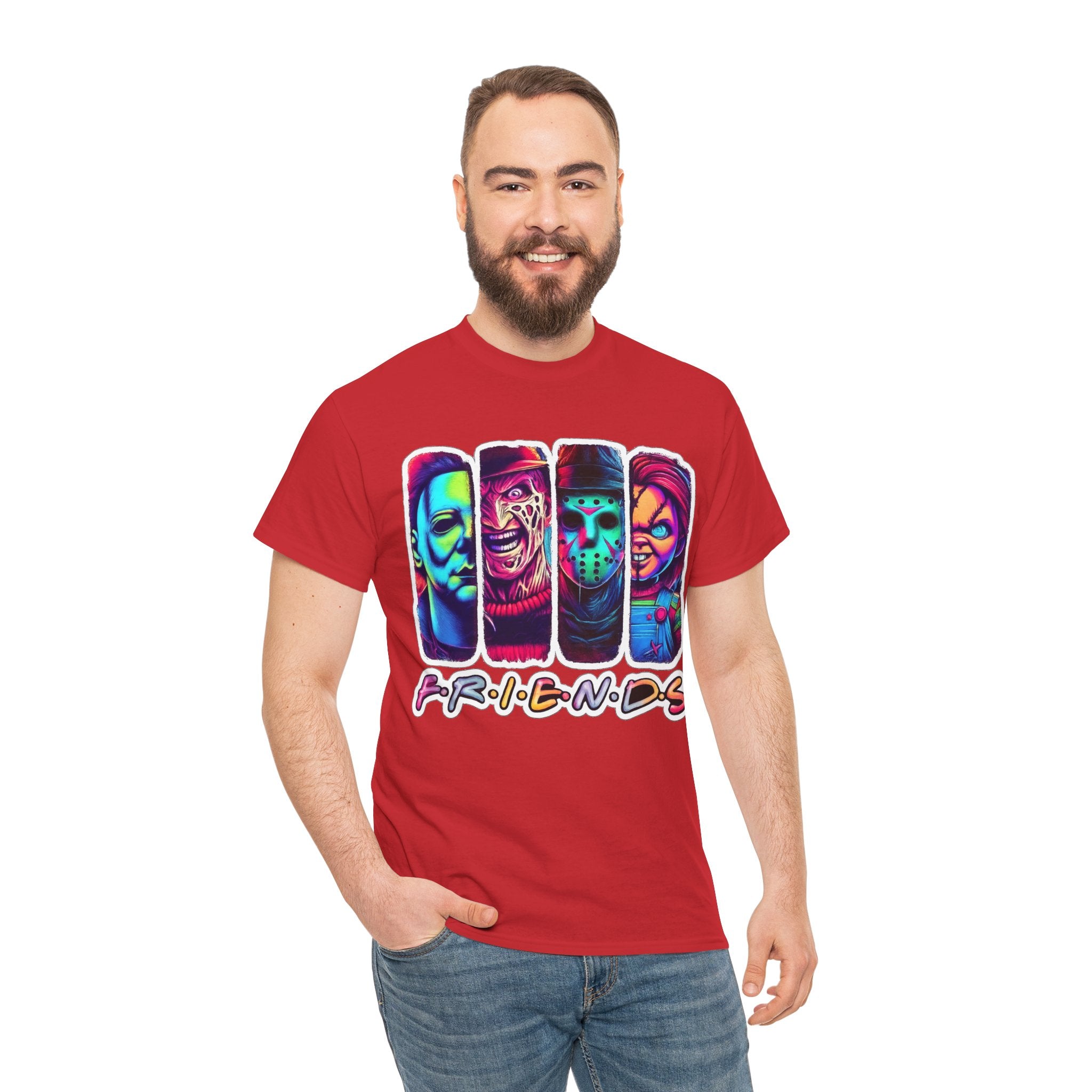 Halloween Horror Icons "Friends" T-Shirt — Neon Retro Slasher Tee