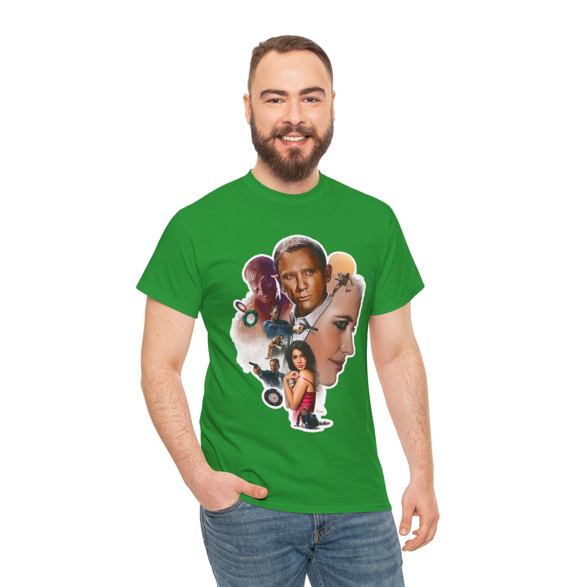 Jame Bond Movie Collage T‑Shirt — Vintage Film Noir Portrait Tee