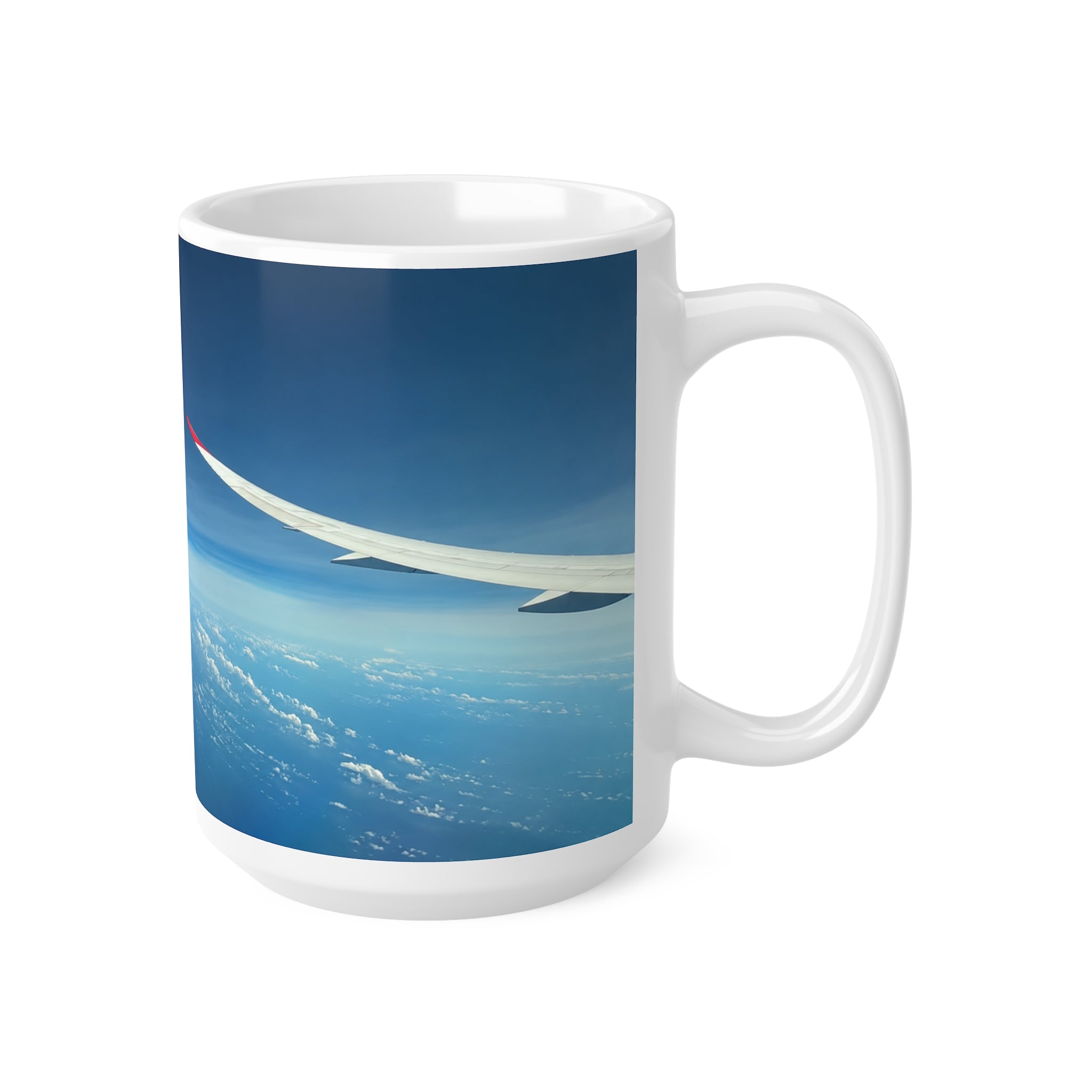 Aerial Sky View Ceramic Coffee Mug — Airplane Window Photo, 11oz & 15oz