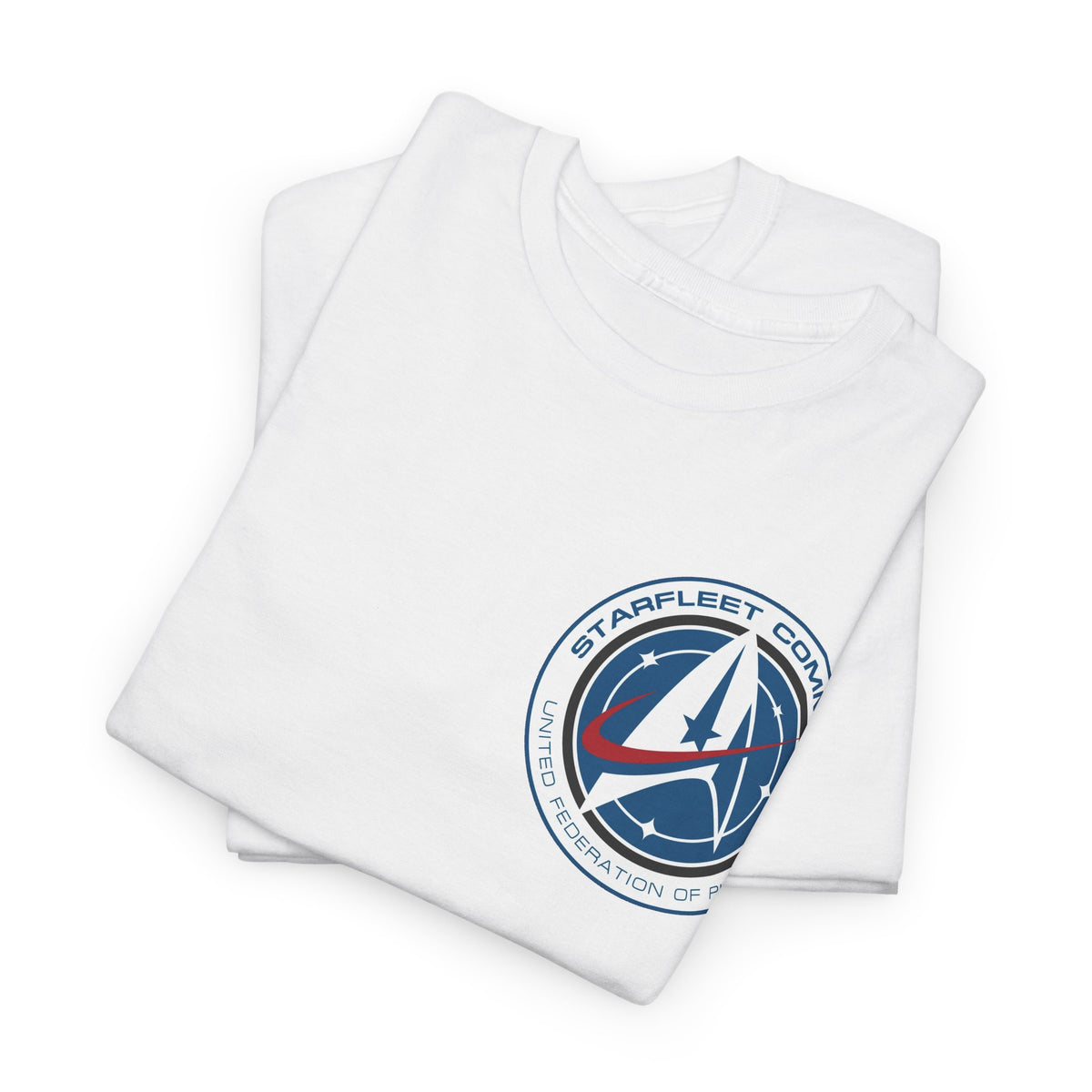 Starfleet Command Crew Logo Cotton T‑Shirt — Retro Rocket Emblem Tee
