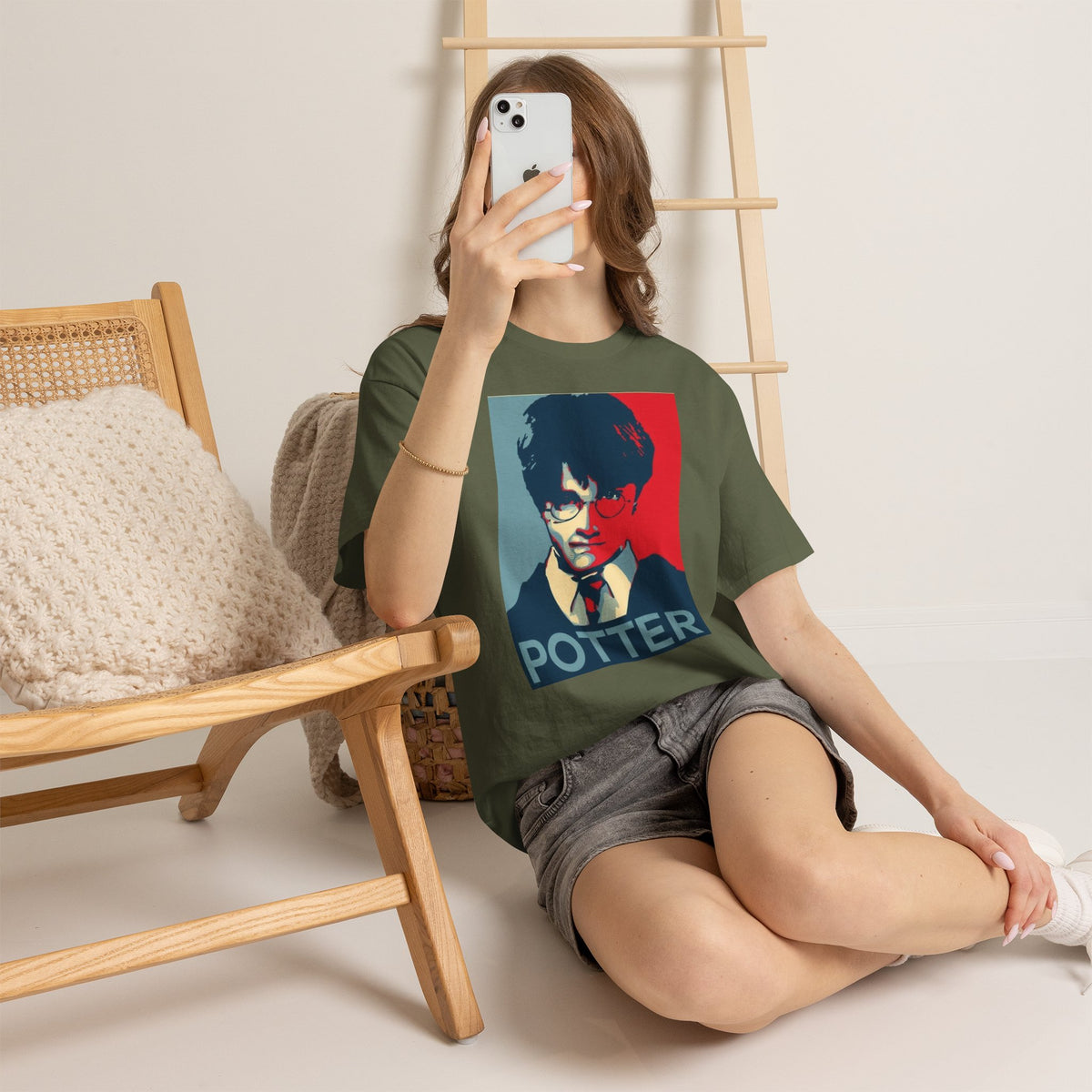 Harry Potter Inspired Vintage Wizard Portrait Cotton T‑Shirt — 'Potter' Graphic Tee