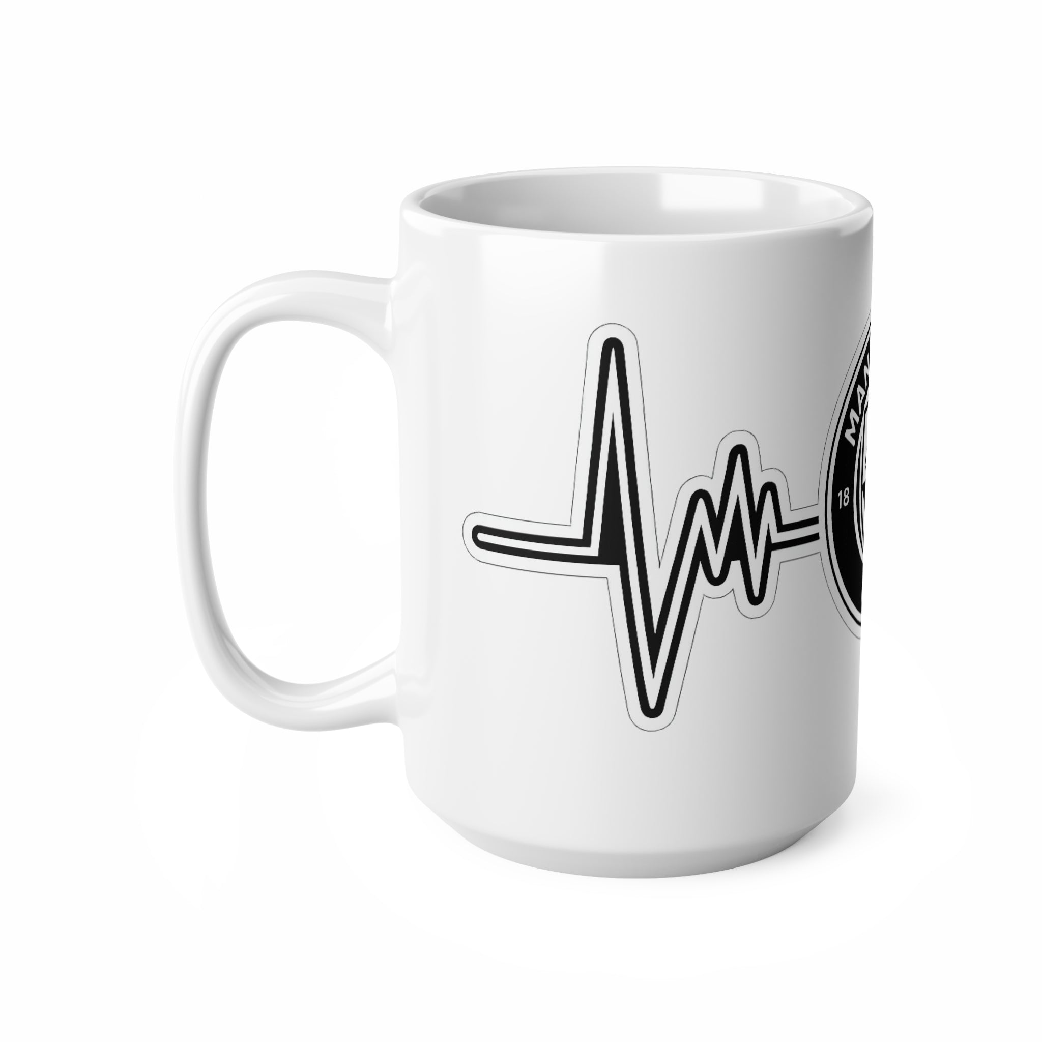 Manchester City Heartbeat Mug — Ceramic Coffee Cup (11oz & 15oz)
