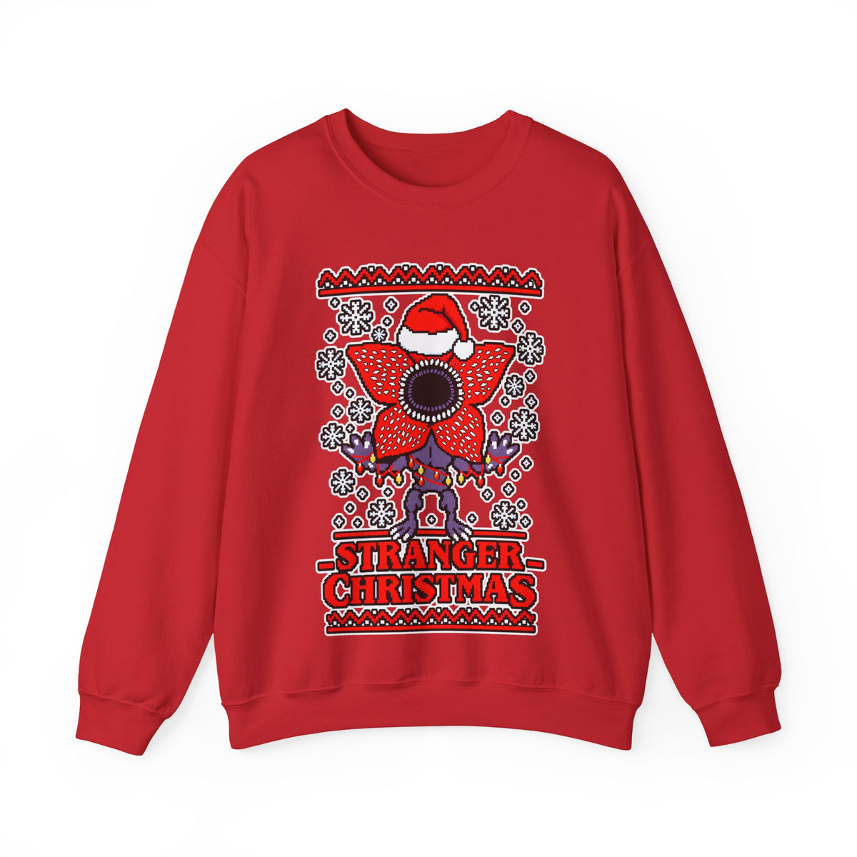 Stranger Christmas Crewneck Sweatshirt – Retro Demogorgon Holiday Sweater
