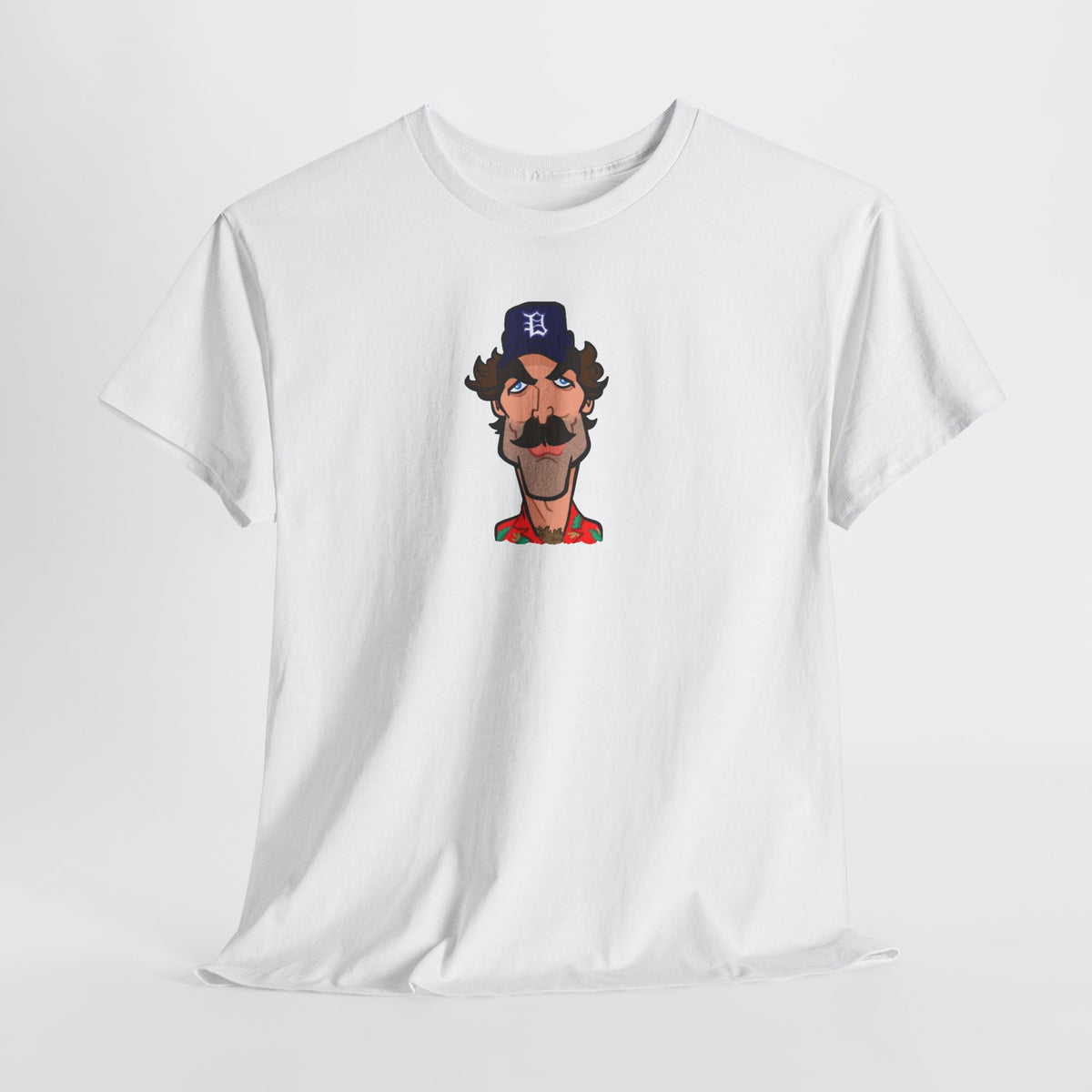 Magnum PI Retro Caricature T-Shirt — Retro Mustache Hat Portrait Tee