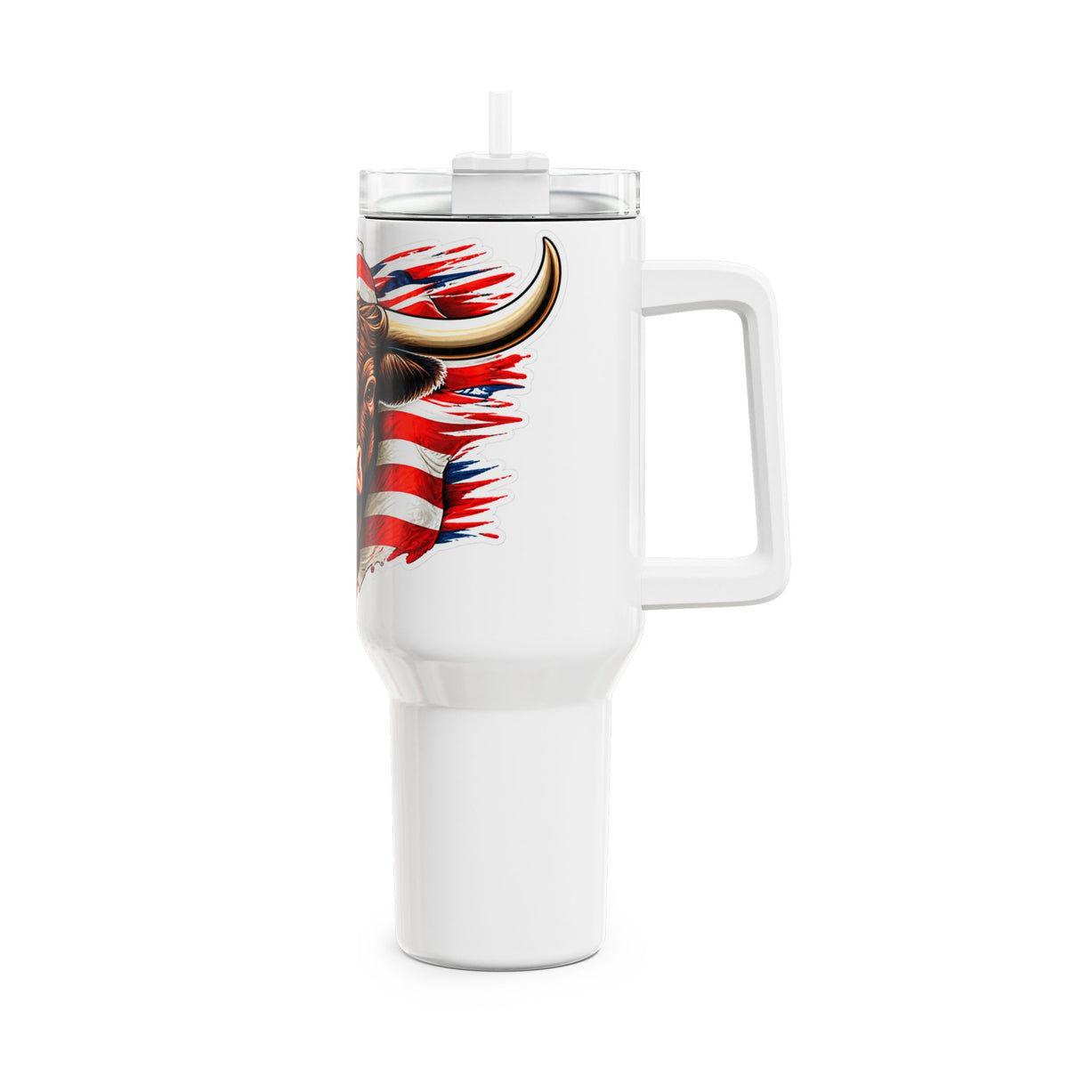 American Bull 40oz Tumbler – Patriotic Cow Flag Insulated Travel Mug