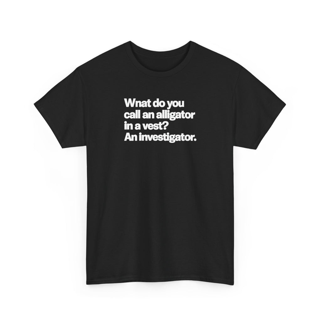 What do you call an Alligator White Minimalist Funny Tee — Subtle Embossed Text Casual T-Shirt