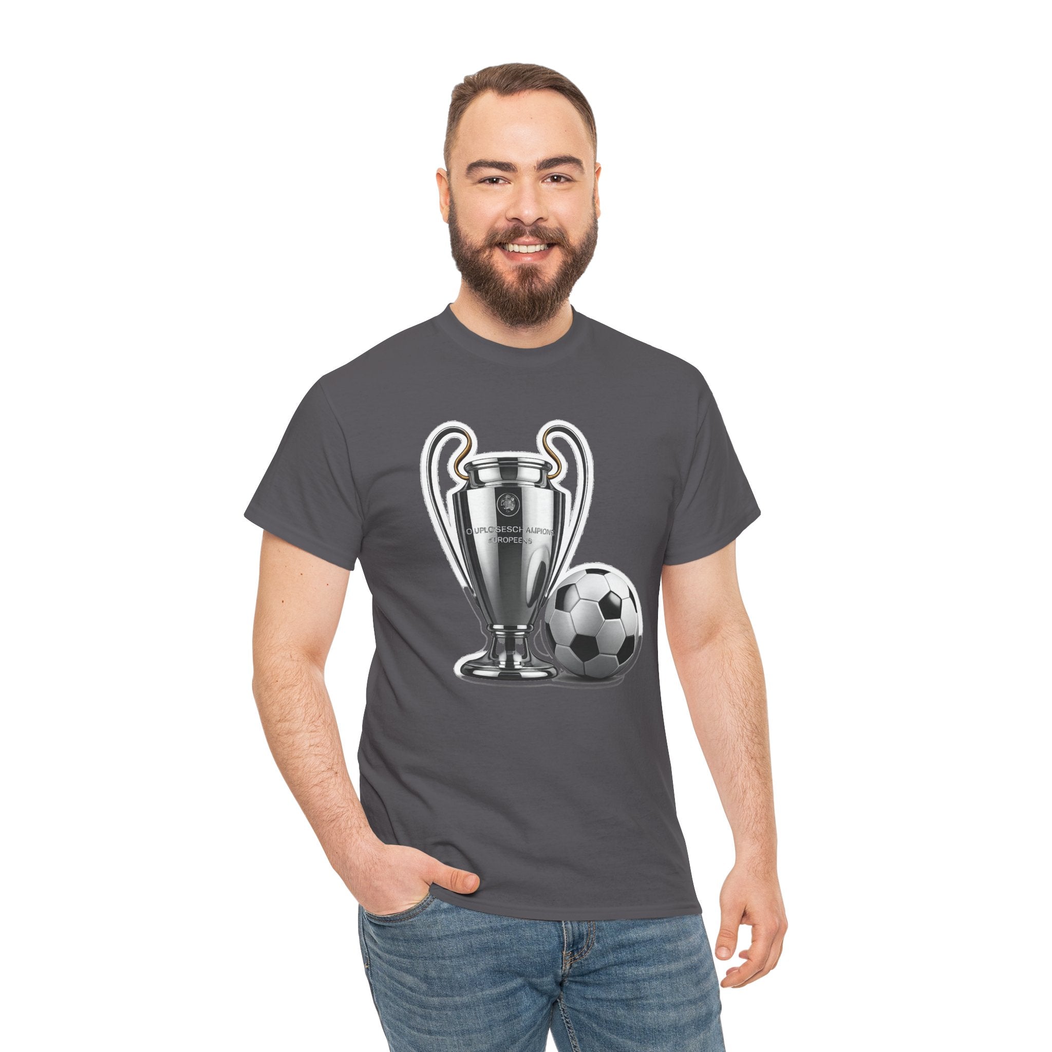European Cup / Champions League Trophy & Ball Graphic Cotton T-Shirt