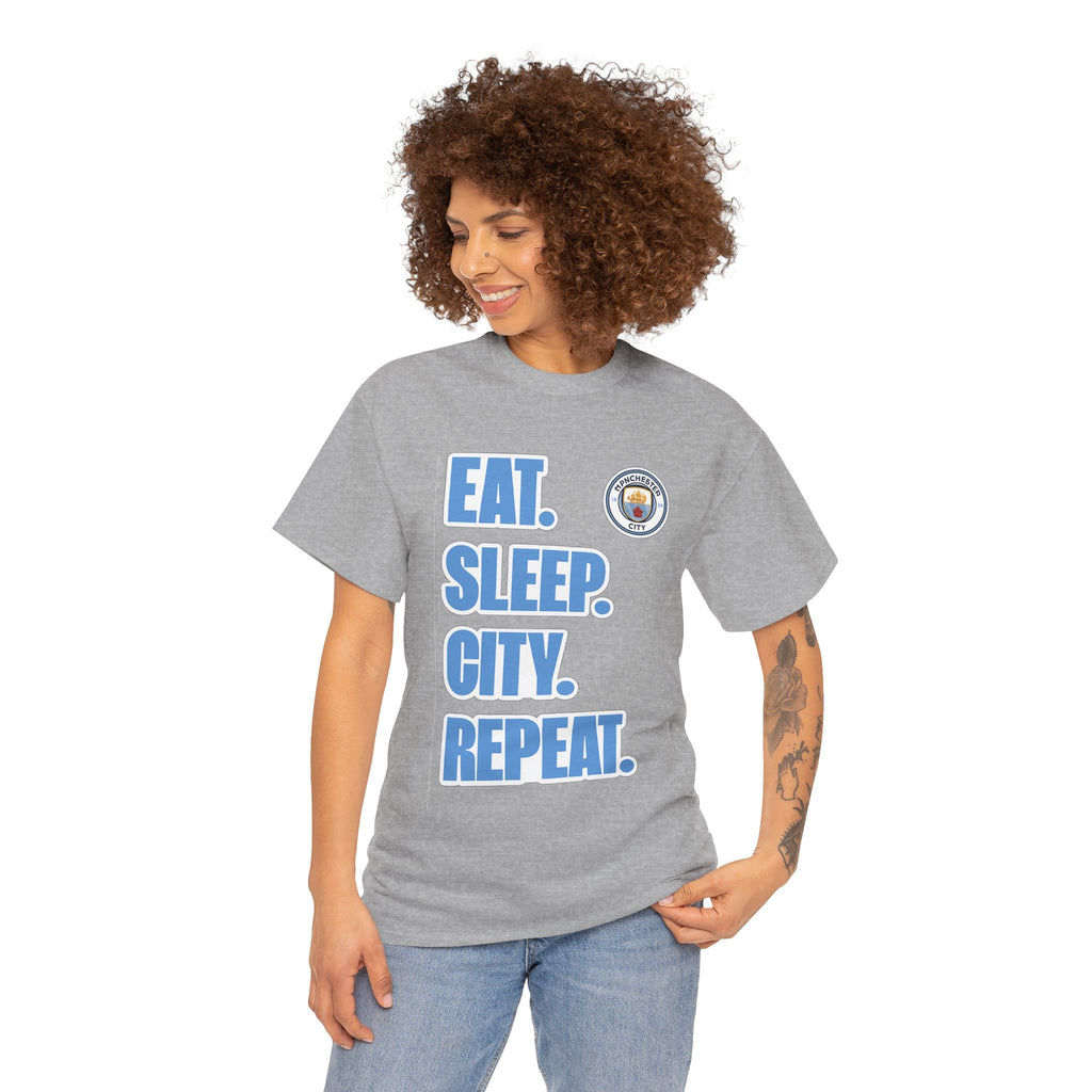 Eat. Sleep. City. Repeat. T‑Shirt — Manchester City Fan Tee
