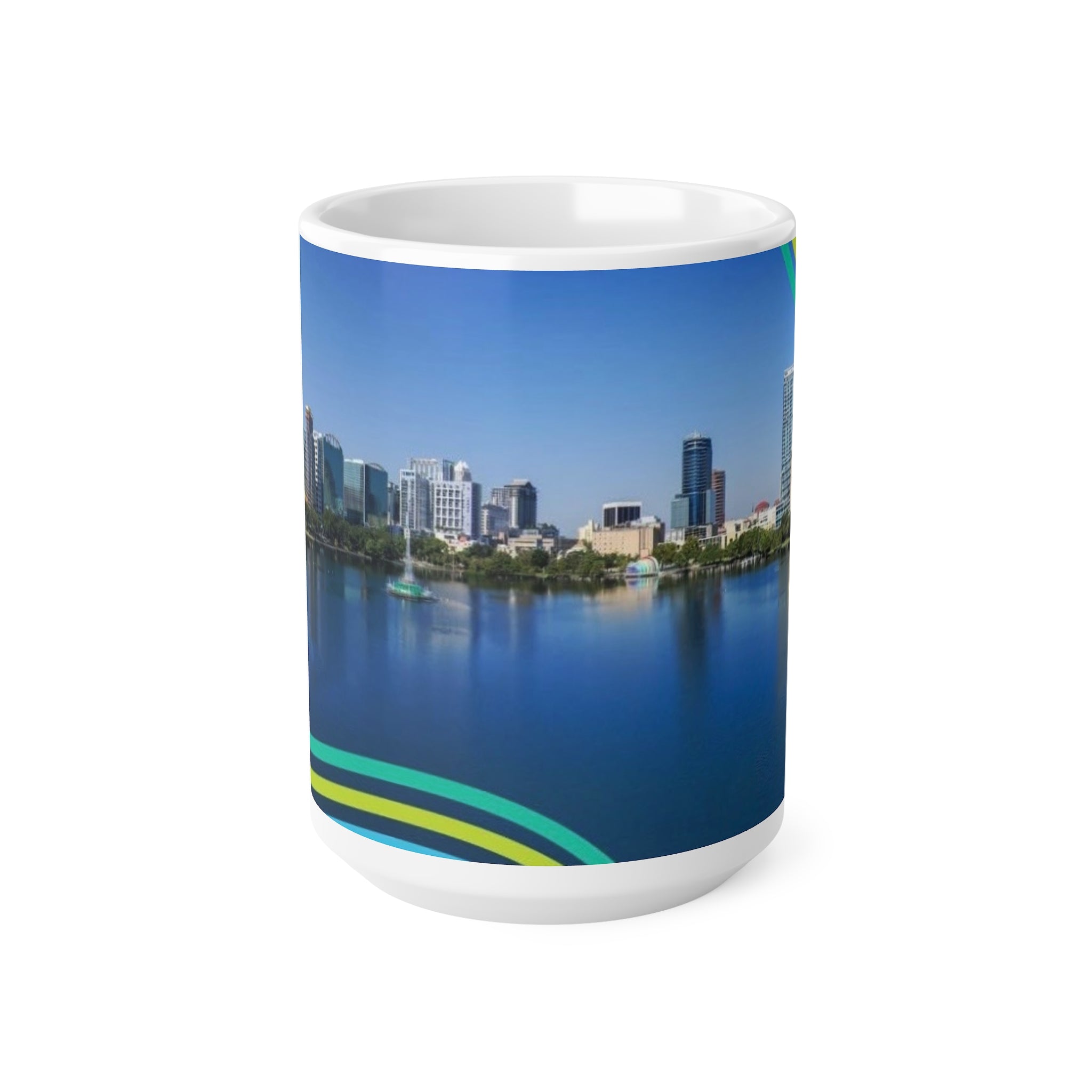 Orlando Lake Eola City Skyline Coffee Mug — Scenic Waterfront 11oz & 15oz Ceramic Cups
