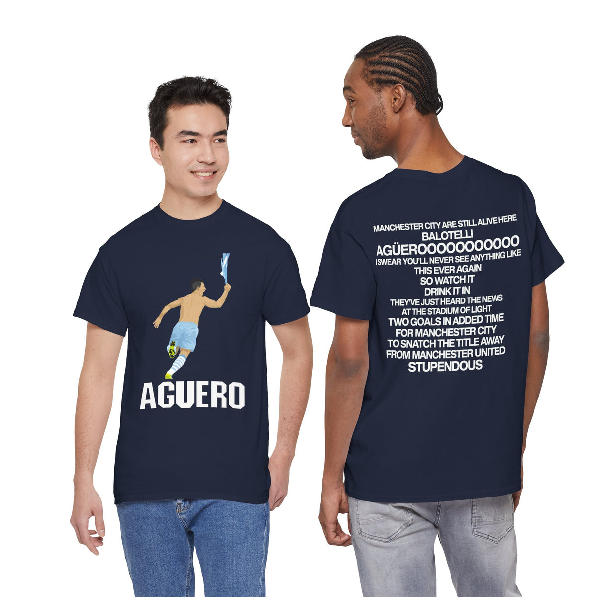 Aguero Celebration Cotton T-Shirt — Iconic Sergio Aguero Goal Tribute Tee