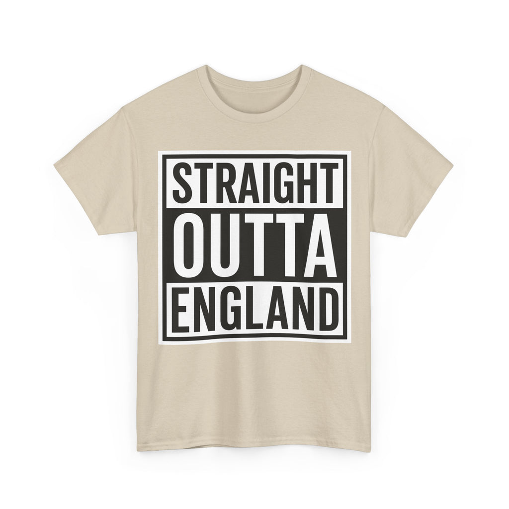 Straight Outta England T-Shirt — Bold Black Typography Tee for Brits & Expats