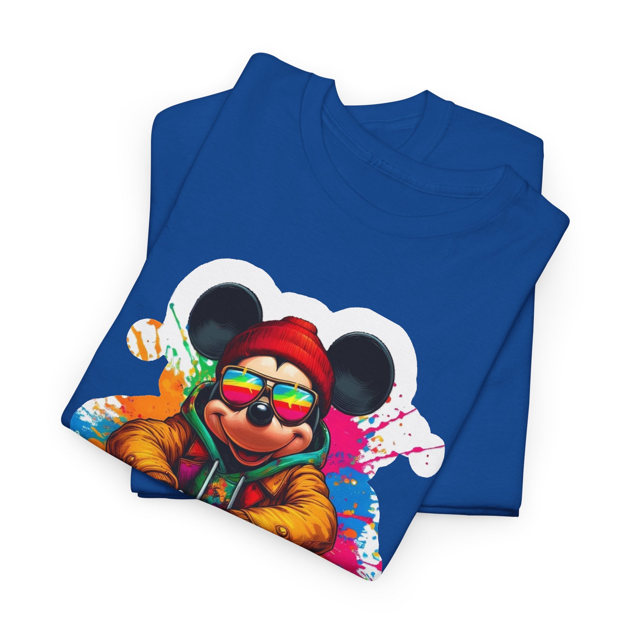 Streetwear Mouse Graphic Tee — Colorful Urban Hip-Hop Cartoon Shirt