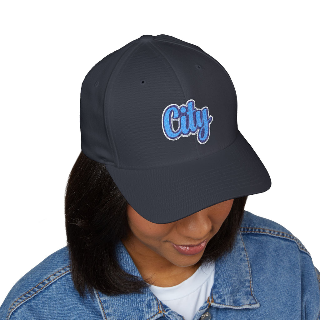 Embroidered "City" Script Closed-Back Baseball Cap