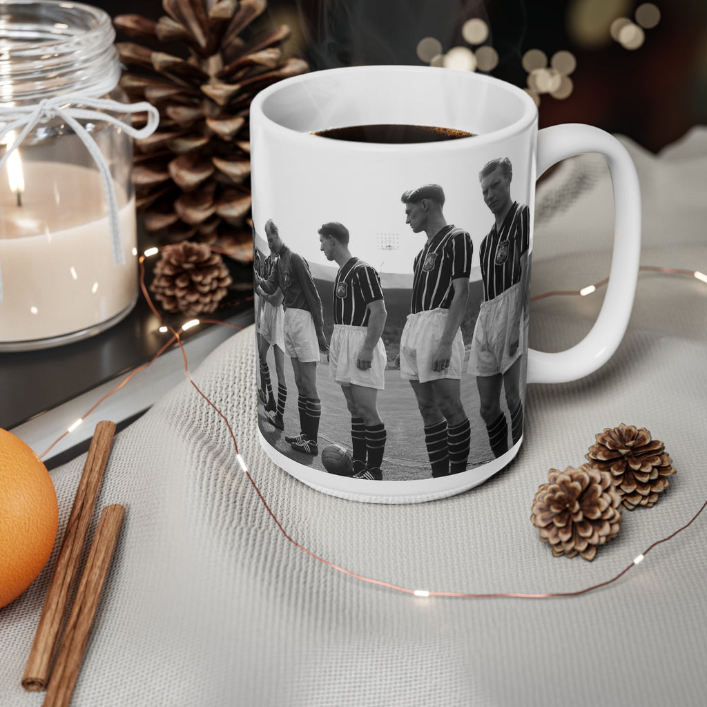 Manchester City 1956 FA Cup Final Team Photo Mug — Retro Black & White Football Ceramic Coffee Cup (11oz, 15oz)