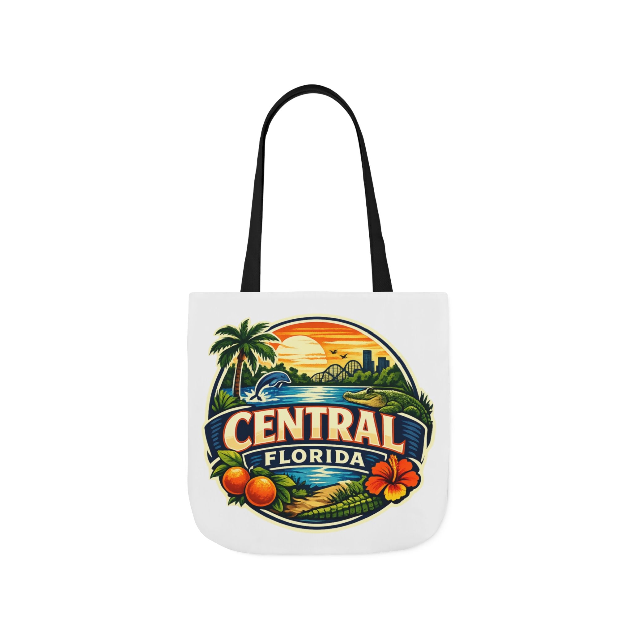 Central Florida Canvas Tote Bag — Vintage Sunset Palm Beach Market Tote