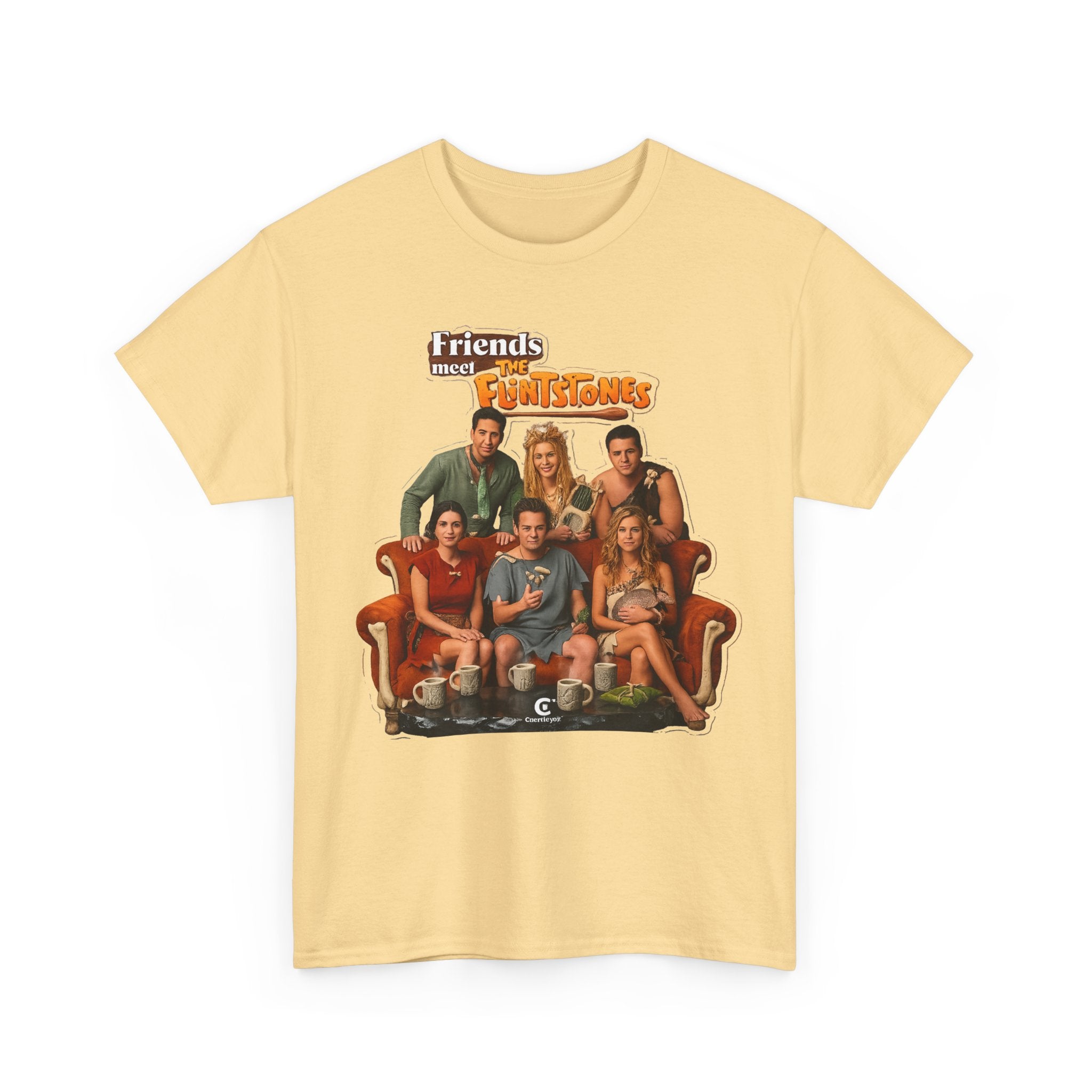 Friends meets the Flintstones TV Sitcom Cast Graphic Tee — 'Friends' Retro Couch Design