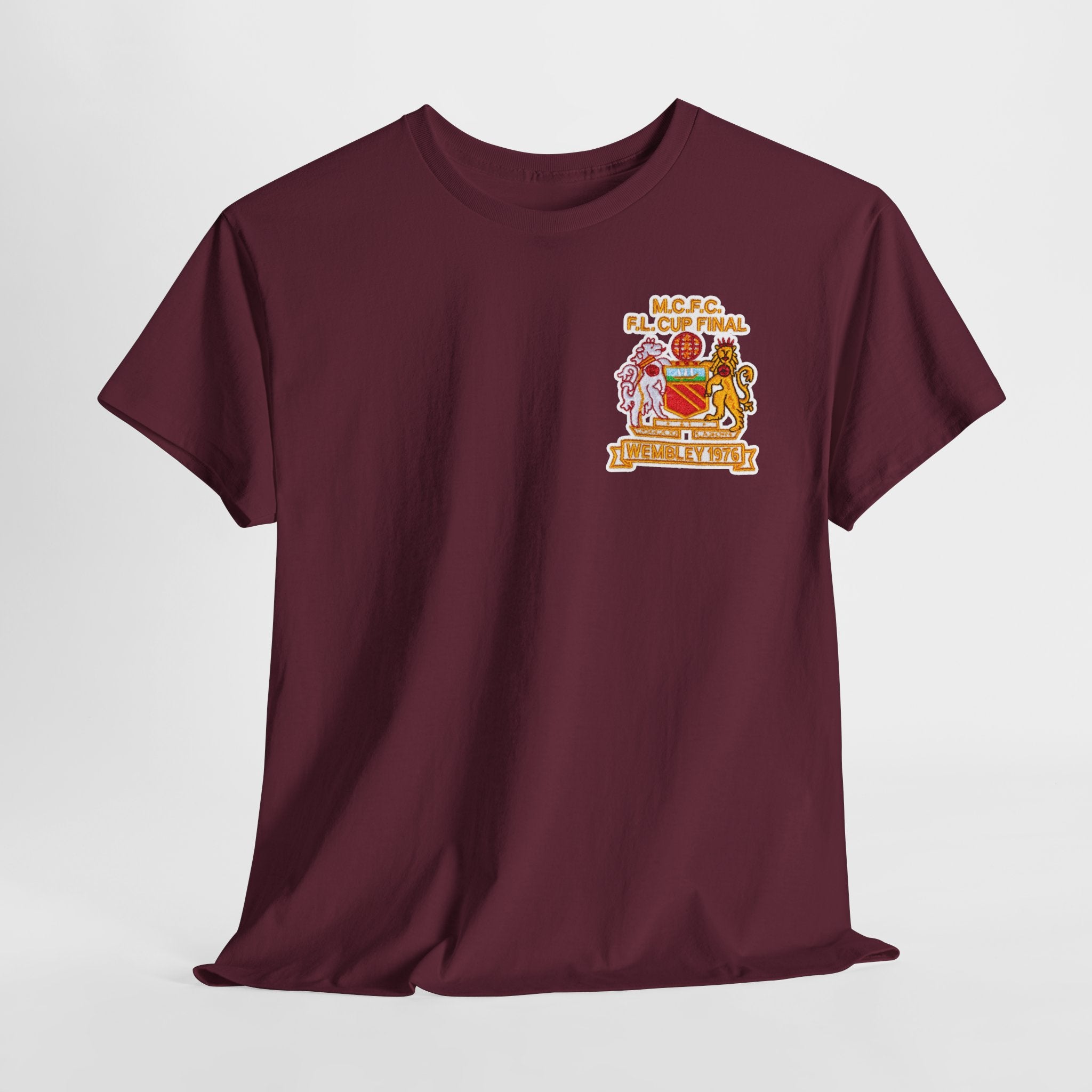 Manchester City 1976 League Cup Final Crest Cotton T‑Shirt — Vintage Football Fan Tee