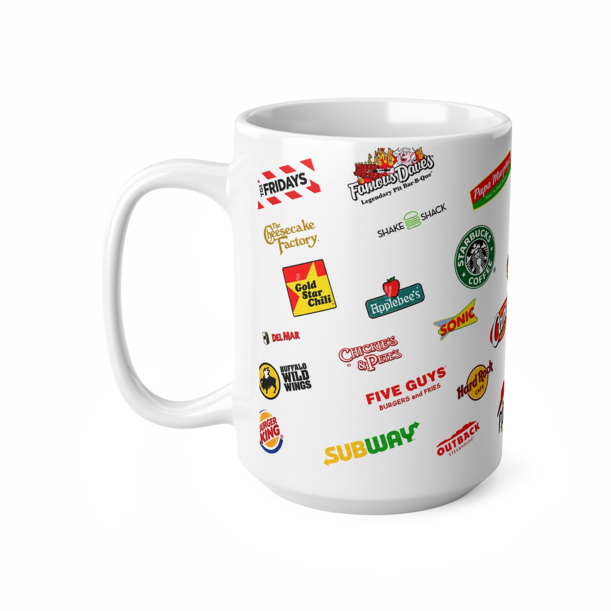 American Food Chains Collage Mug — Ceramic Coffee Cup (11oz & 15oz)