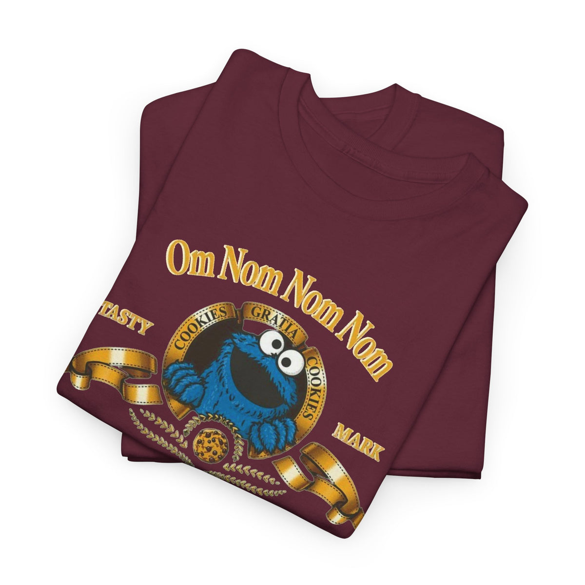 Cookie Monster "Om Nom Nom Nom" Vintage Badge Cotton T‑Shirt