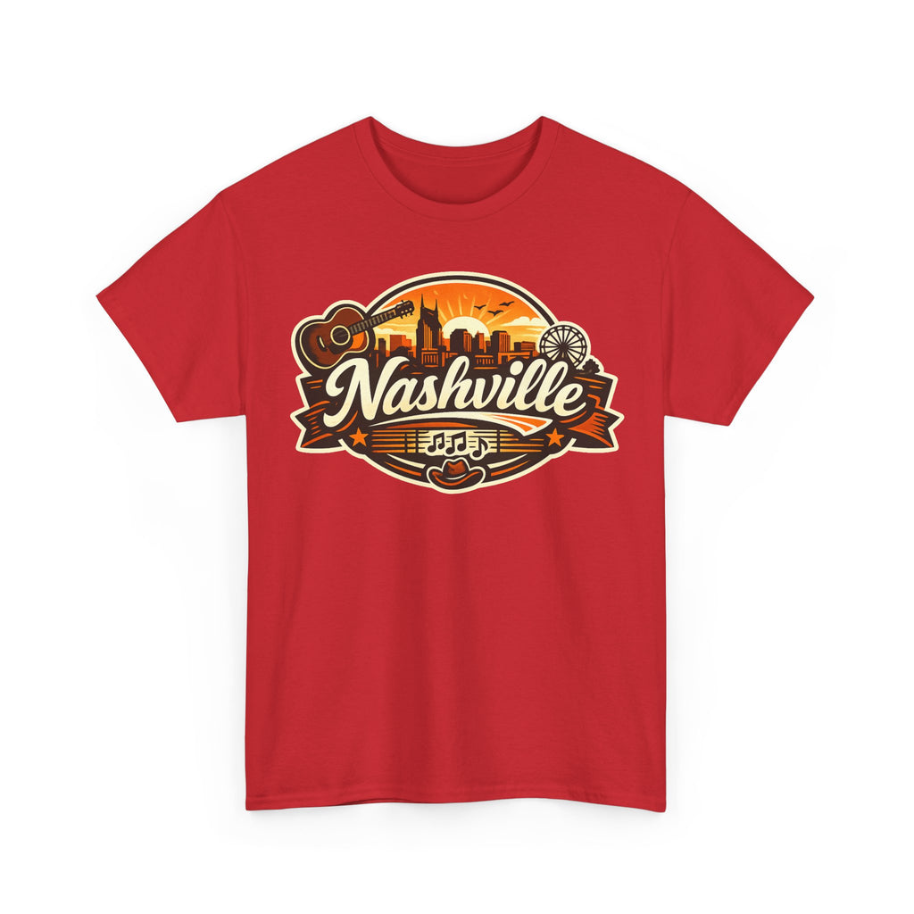 Nashville Skyline Guitar Tee – Retro Music City Souvenir Shirt