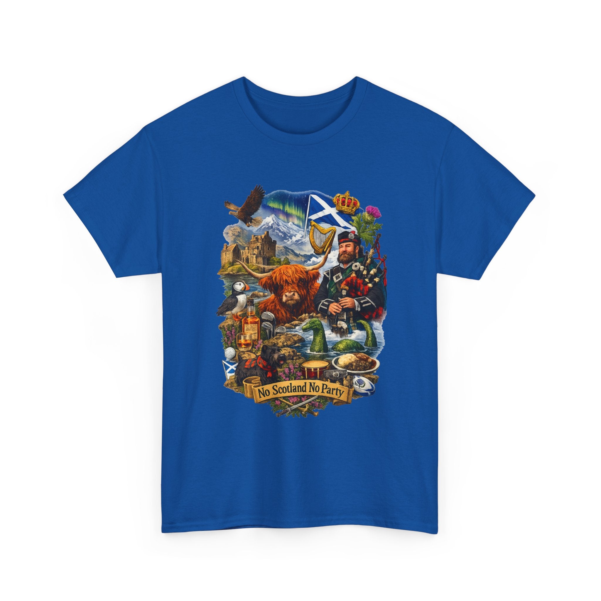 Scotland Collage T-Shirt — "No Scotland No Party" Scottish Heritage Tee