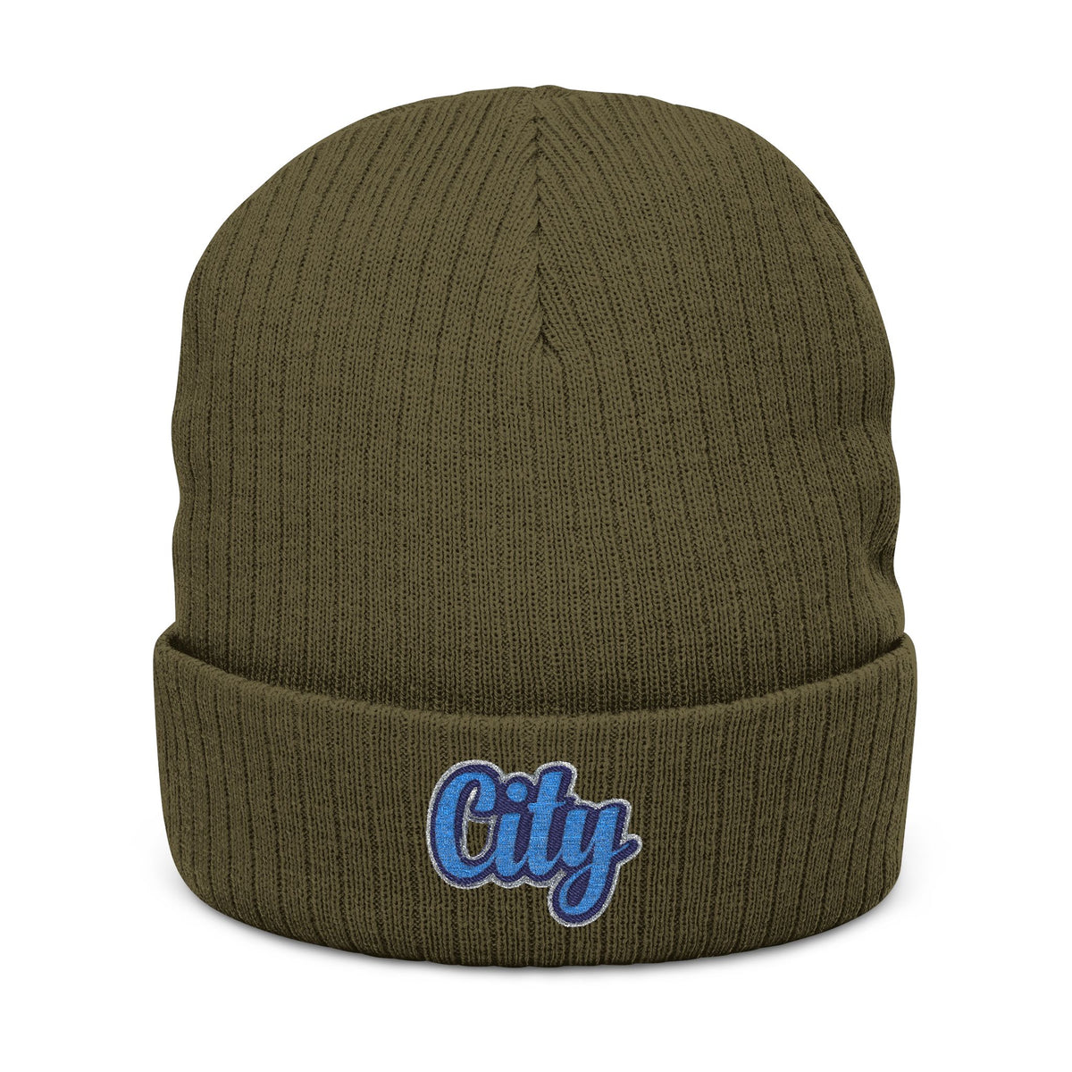 Embroidered 'City' Ribbed Knit Beanie – Cozy Urban Winter Hat