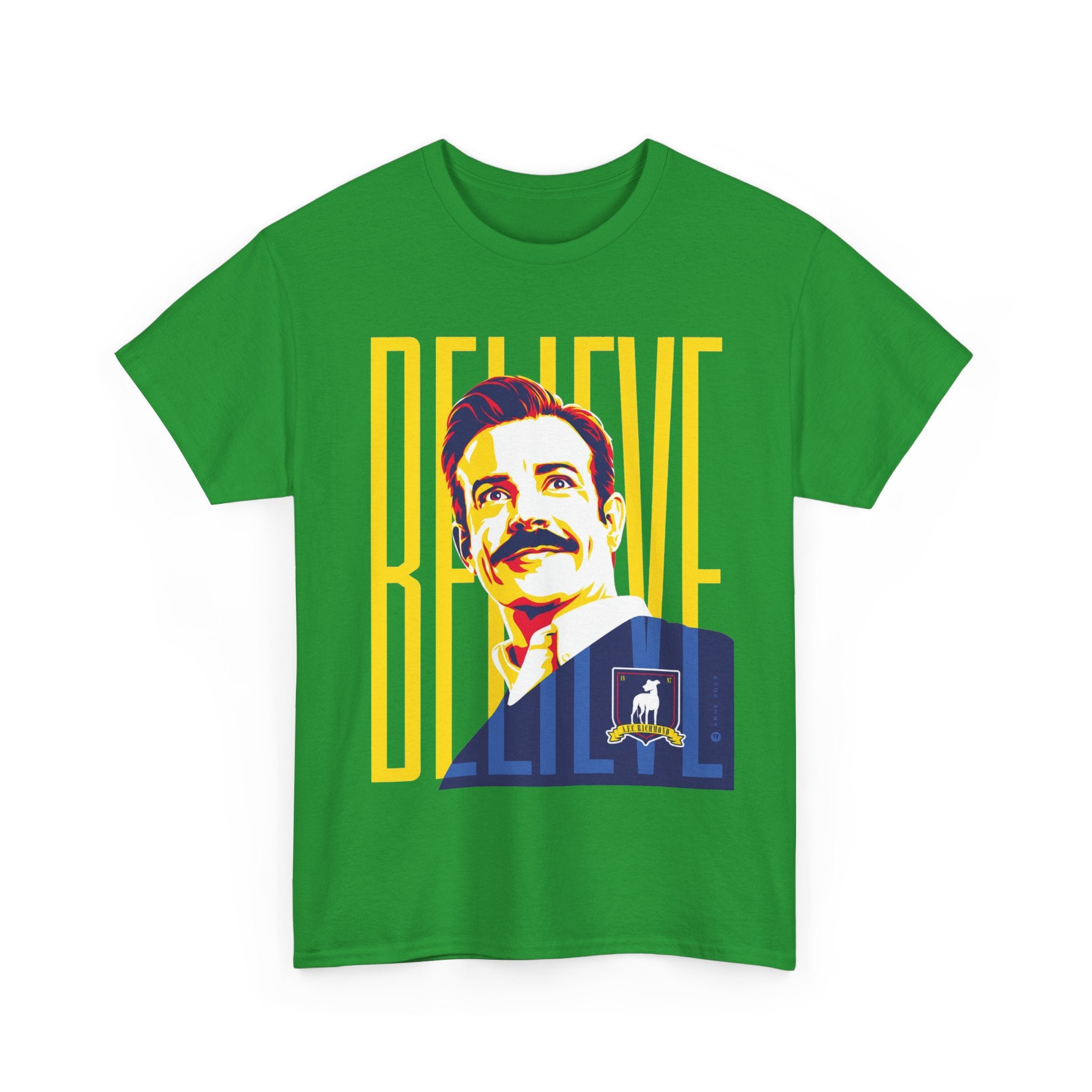 Ted Lasso Inspired Believe Retro Portrait T‑Shirt — Inspirational Vintage Mustache Design
