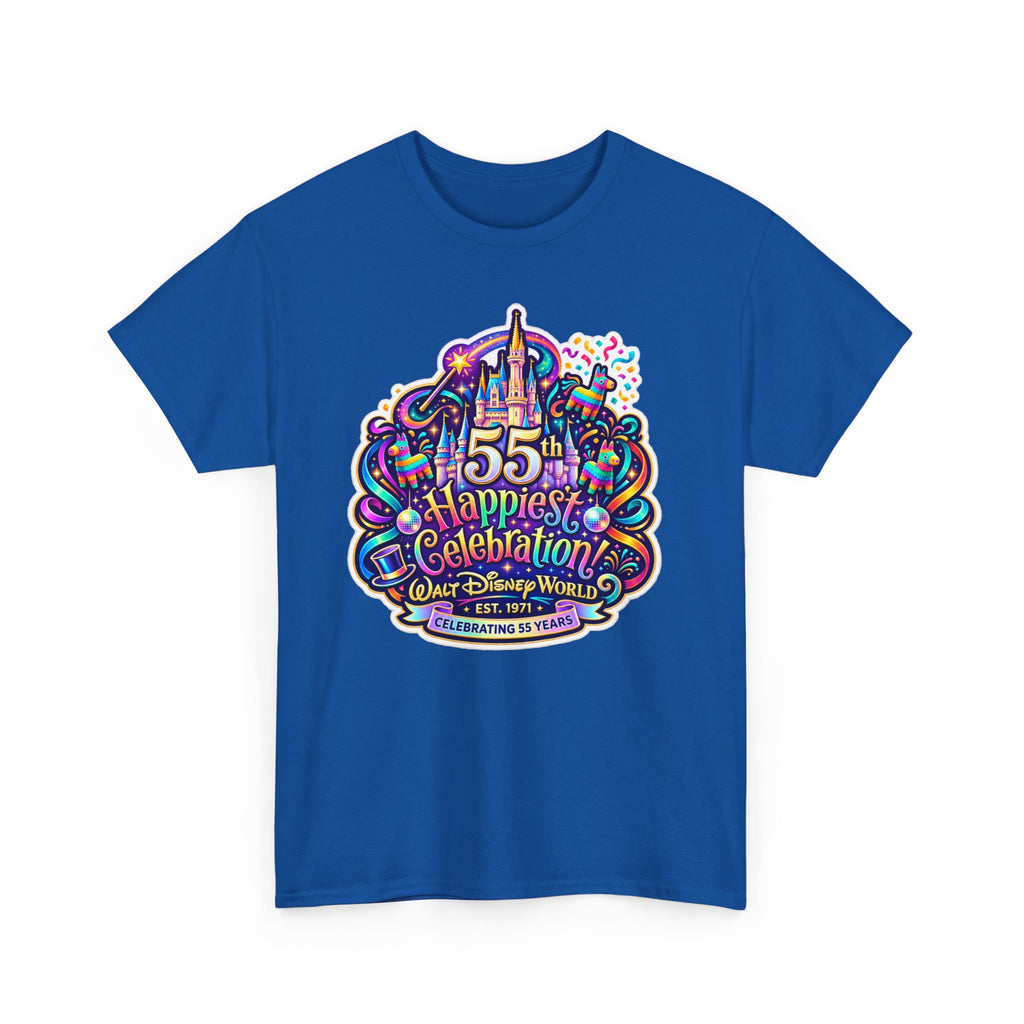 T-Shirt — "55th Happiest Celebration" Colorful Anniversary Castle Graphic Tee