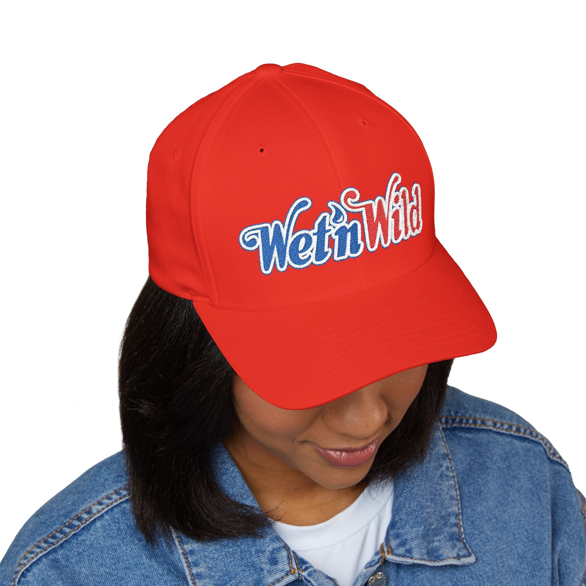 Wet 'n Wild Retro Embroidered Cap — Patriotic Red & Blue Retro Baseball Hat
