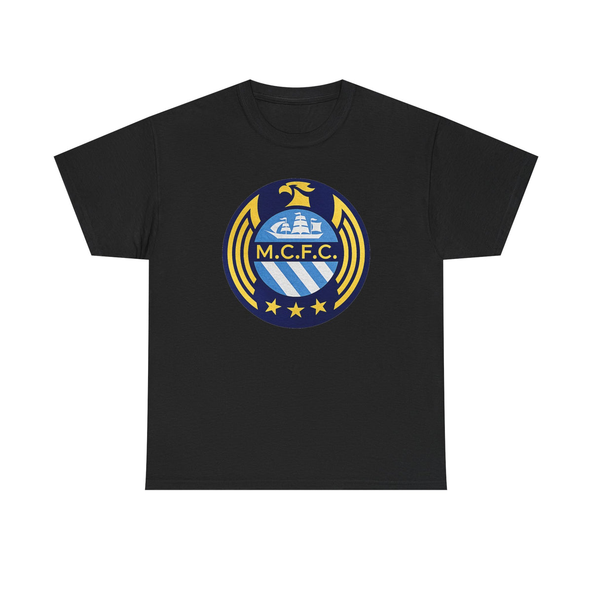 MCFC Crest T-Shirt — Vintage Blue & Gold Soccer Tee