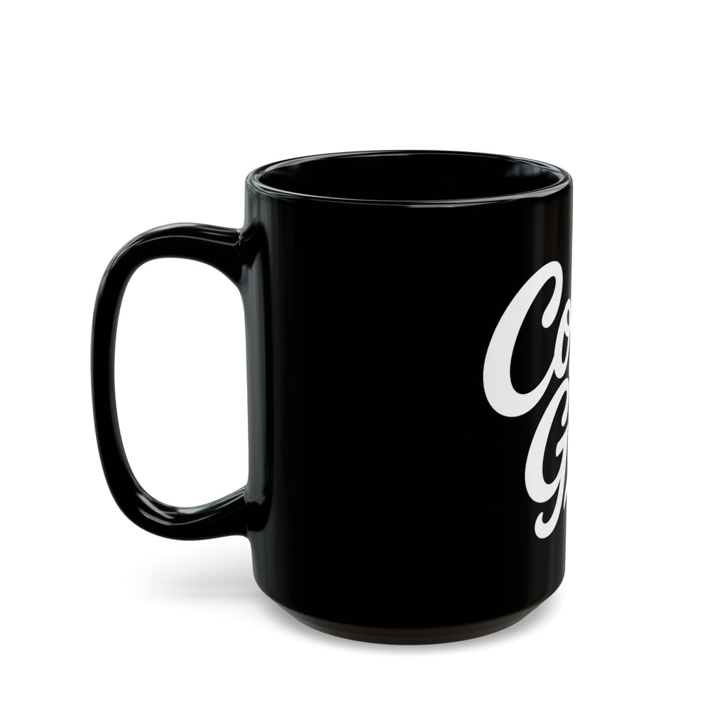 Coffee Guy Mug — Black Ceramic Coffee Cup for Men, Bold Retro Script Design (11oz & 15oz)