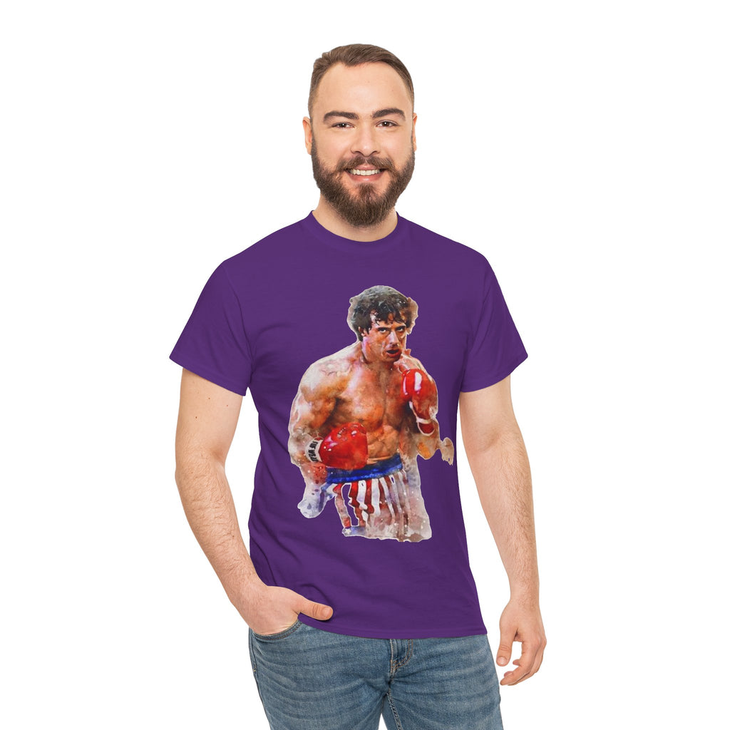 Boxer Rocky Painting T‑Shirt — Vintage American Flag Boxing Tee