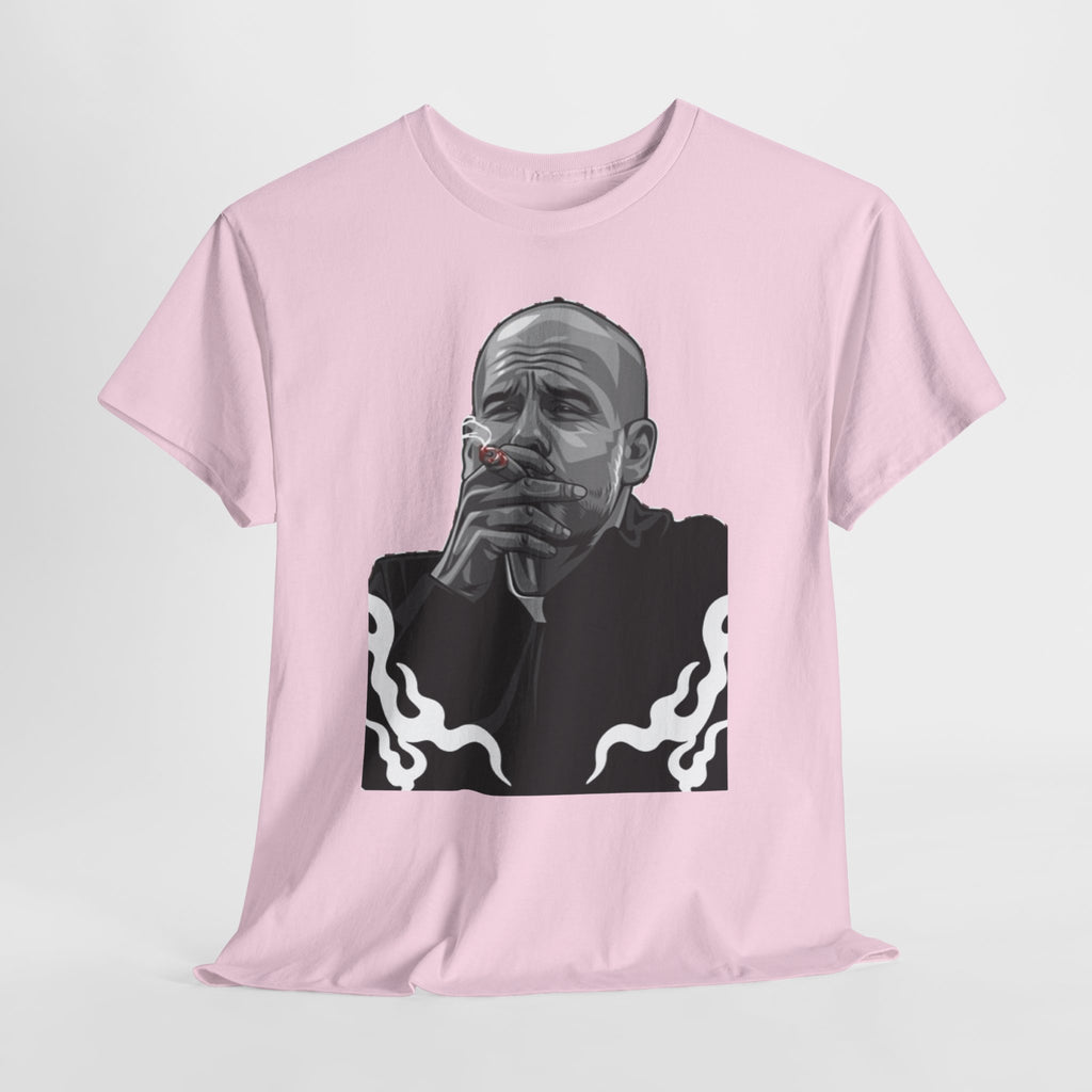 Pep Guardiola Smoking Portrait T‑Shirt — Moody Graphic Tee
