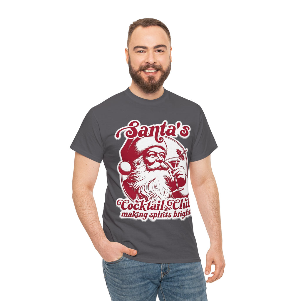 Santa’s Cocktail Club Tee — "Making Spirits Bright" Christmas Shirt