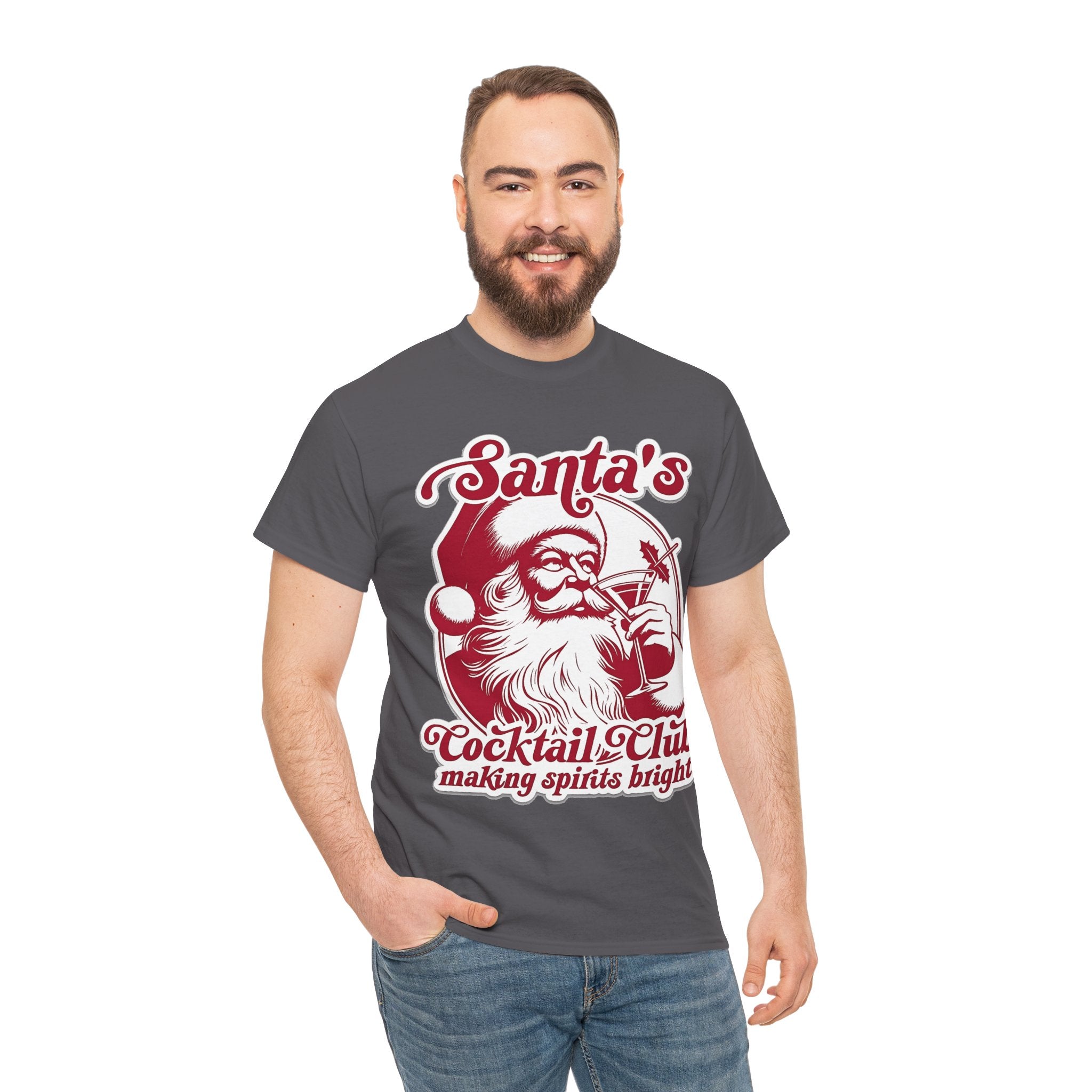 Santa’s Cocktail Club Tee — "Making Spirits Bright" Christmas Shirt