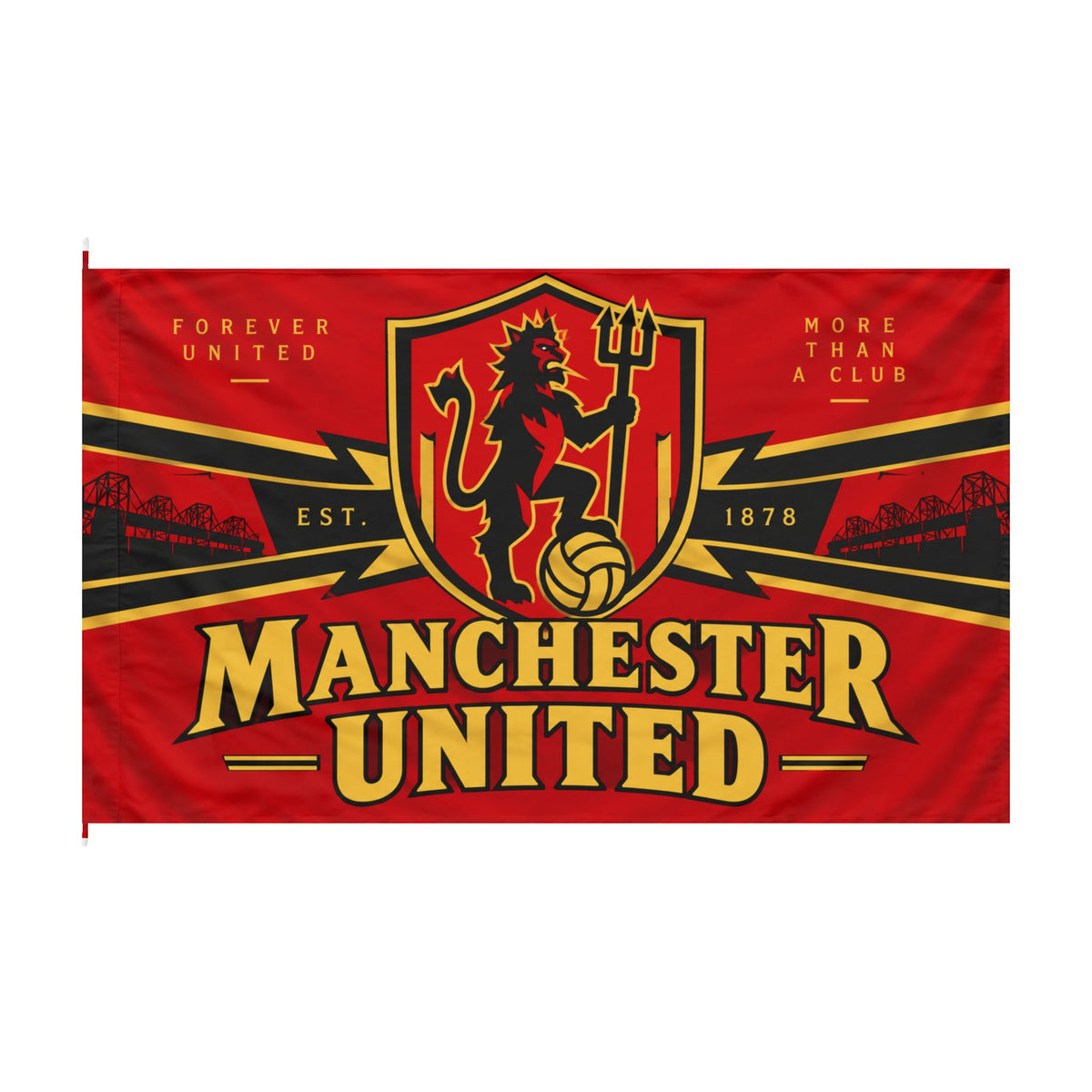 Manchester United Double-Sided Flag — Red Football Club Banner