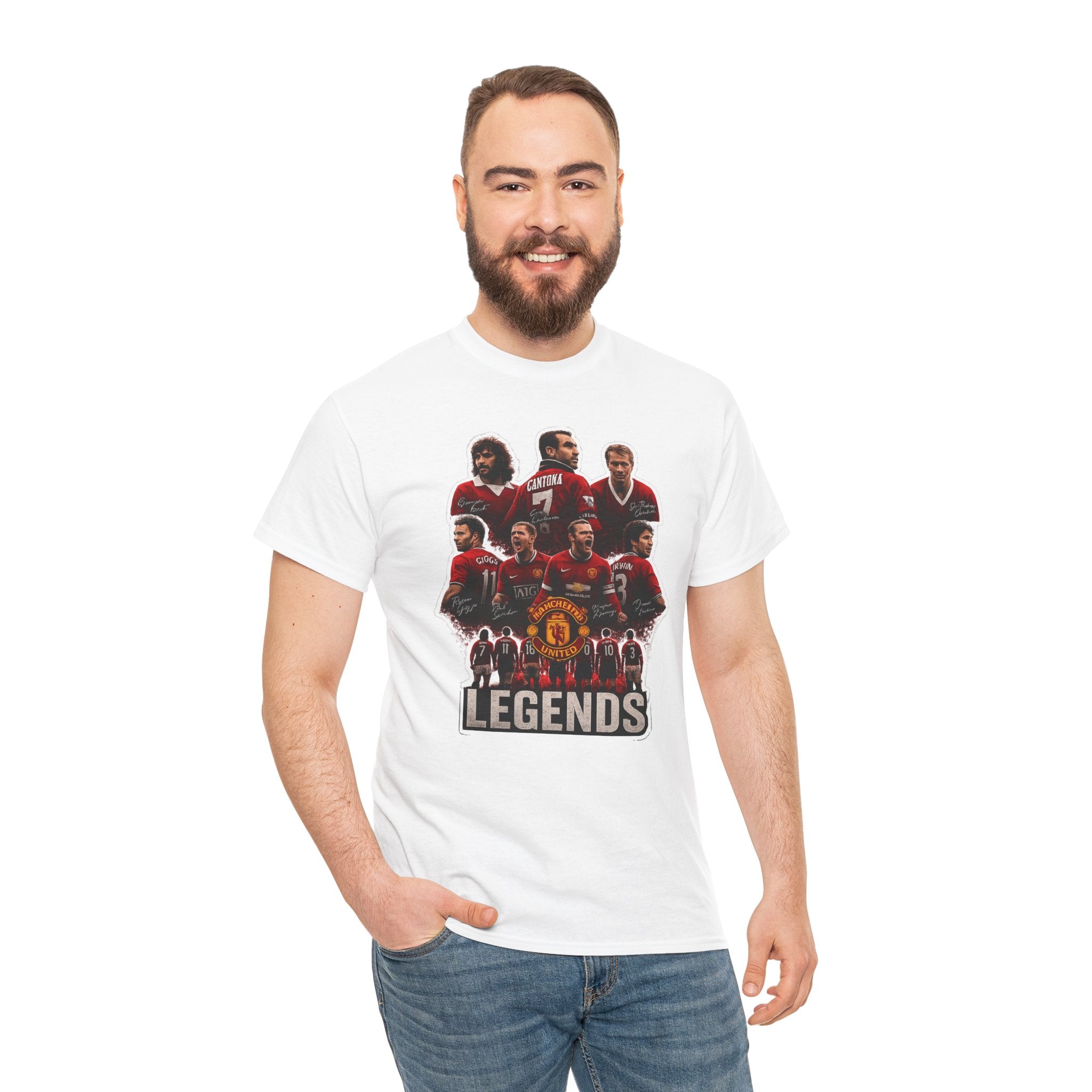 Manchester United Legends Football Team Tee — Retro Manchester United Players Graphic Shirt