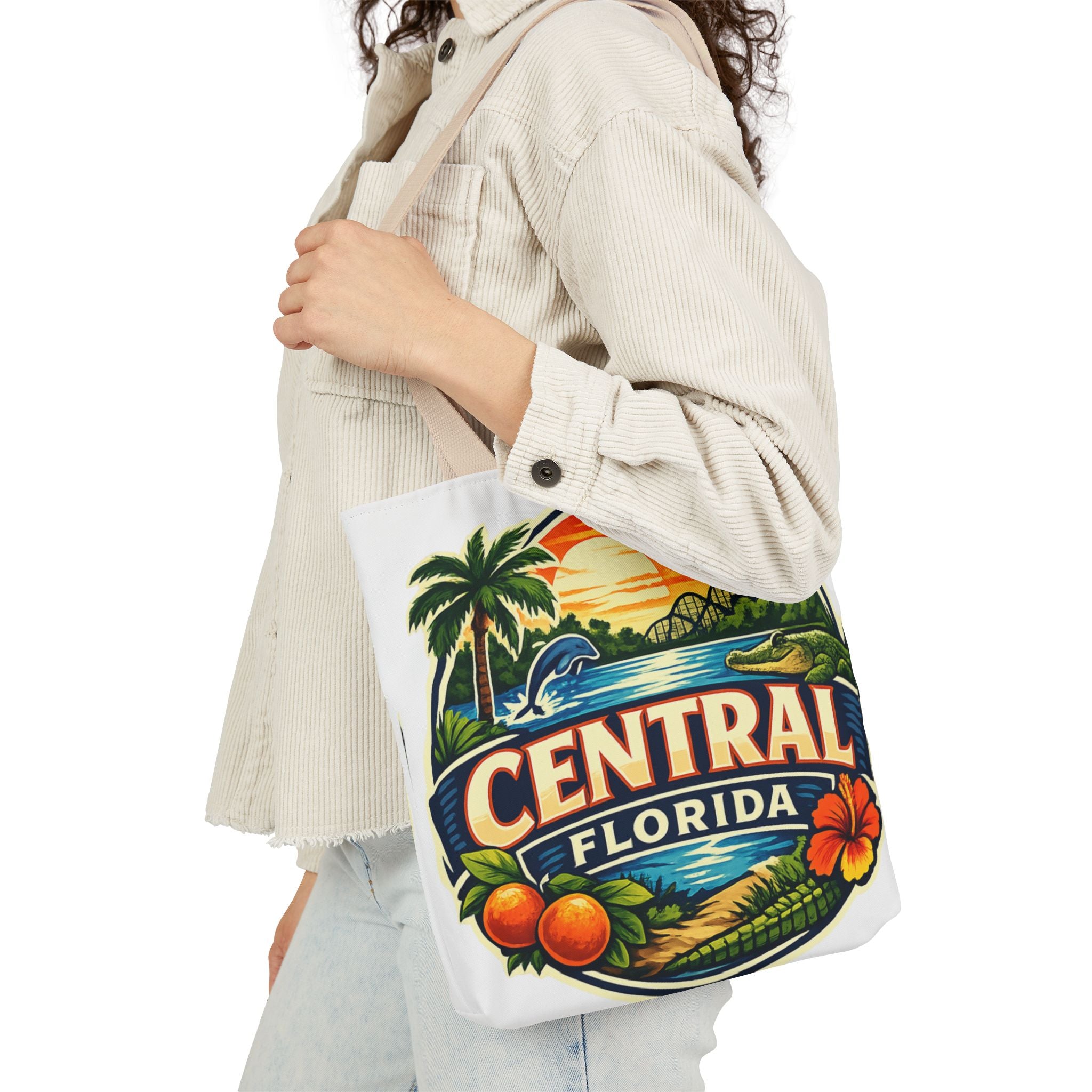 Central Florida Canvas Tote Bag — Vintage Sunset Palm Beach Market Tote