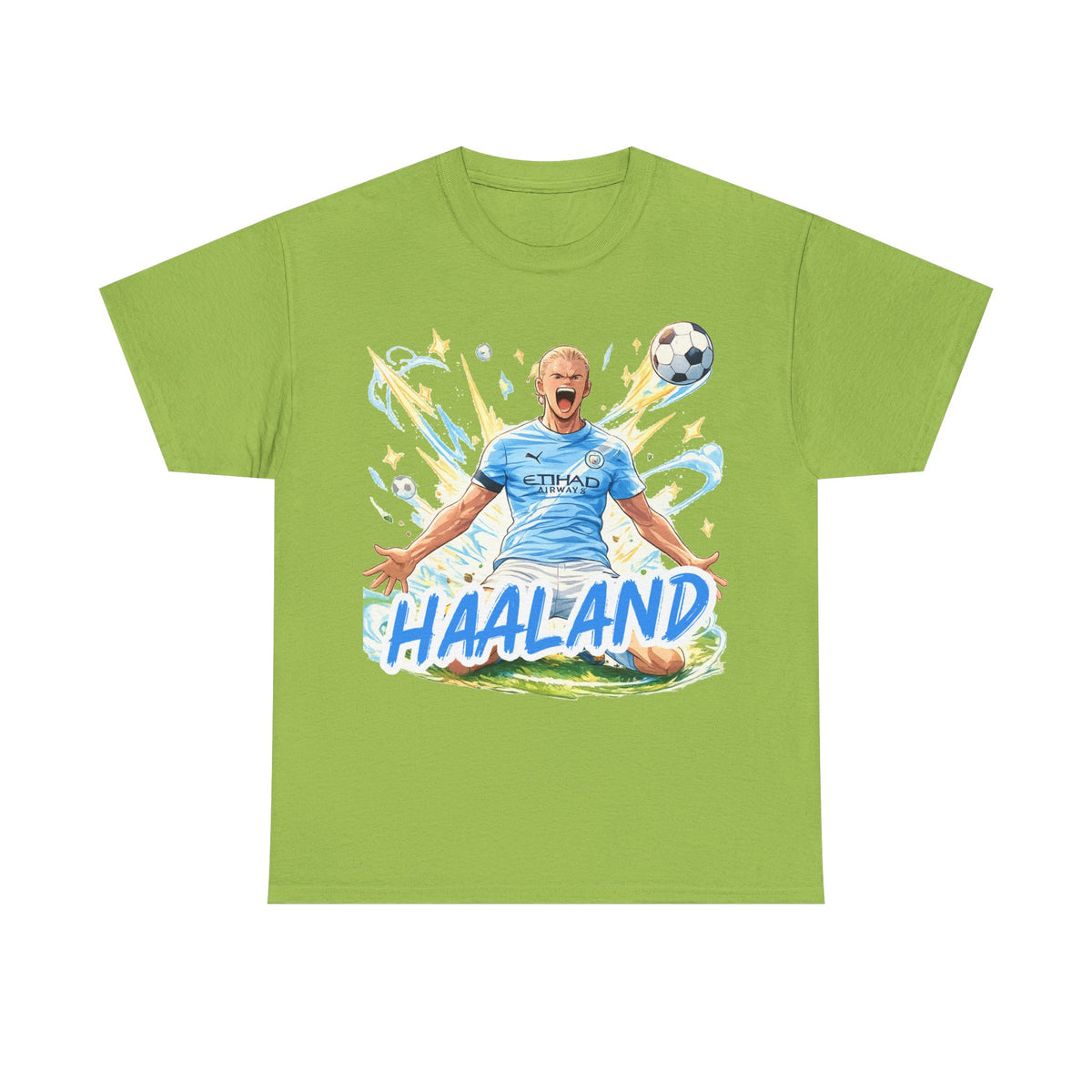 Erling Haaland Anime Fan Tee — Celebratory Football Player Graphic T-Shirt