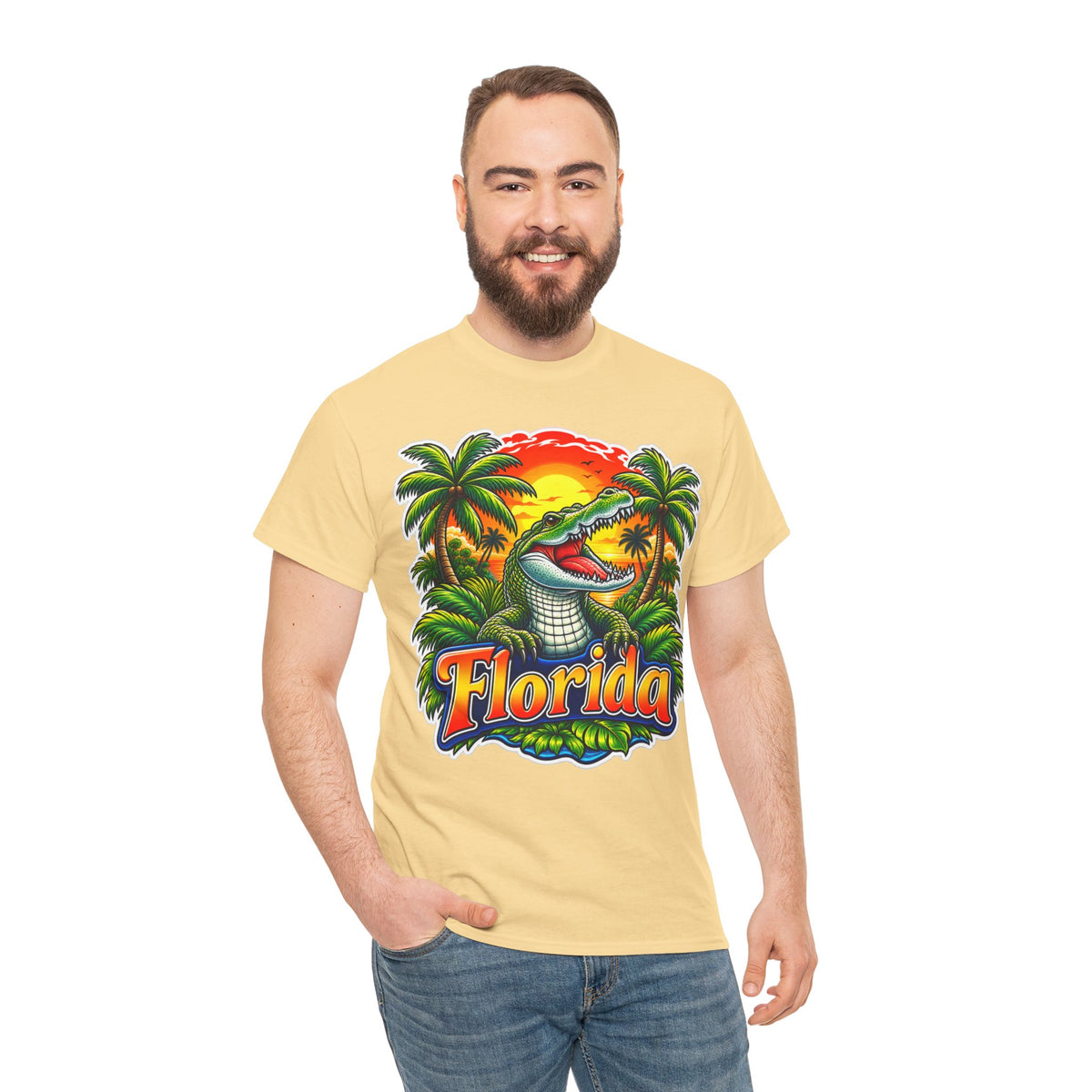 Florida Gator Sunset T-Shirt — Tropical Palm Beach Vacation Tee