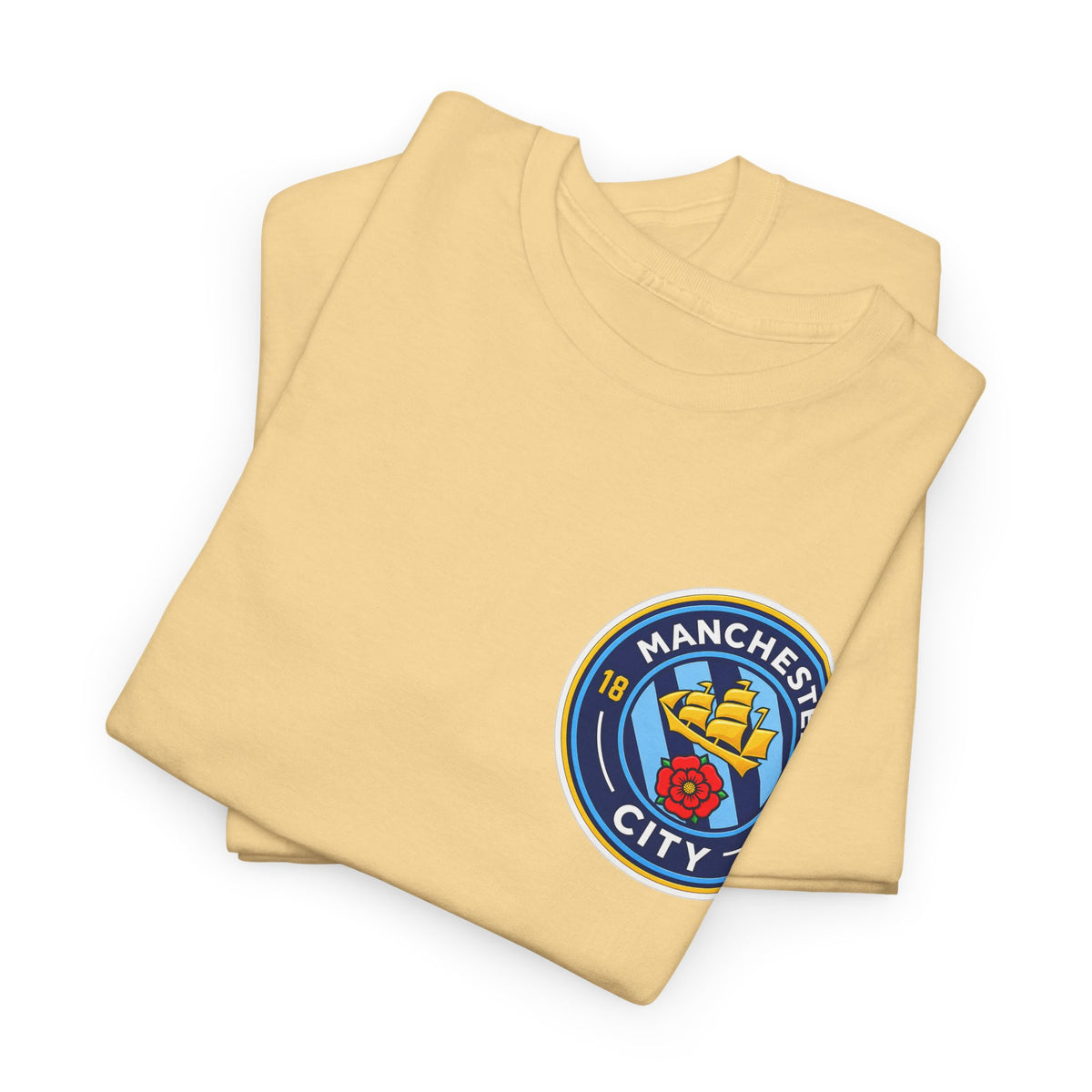 Manchester City Inspired Crest T‑Shirt – Circular Badge Chest Logo Tee
