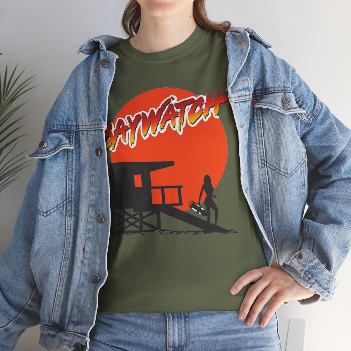 Baywatch Lifeguard Sunset Cotton T-Shirt