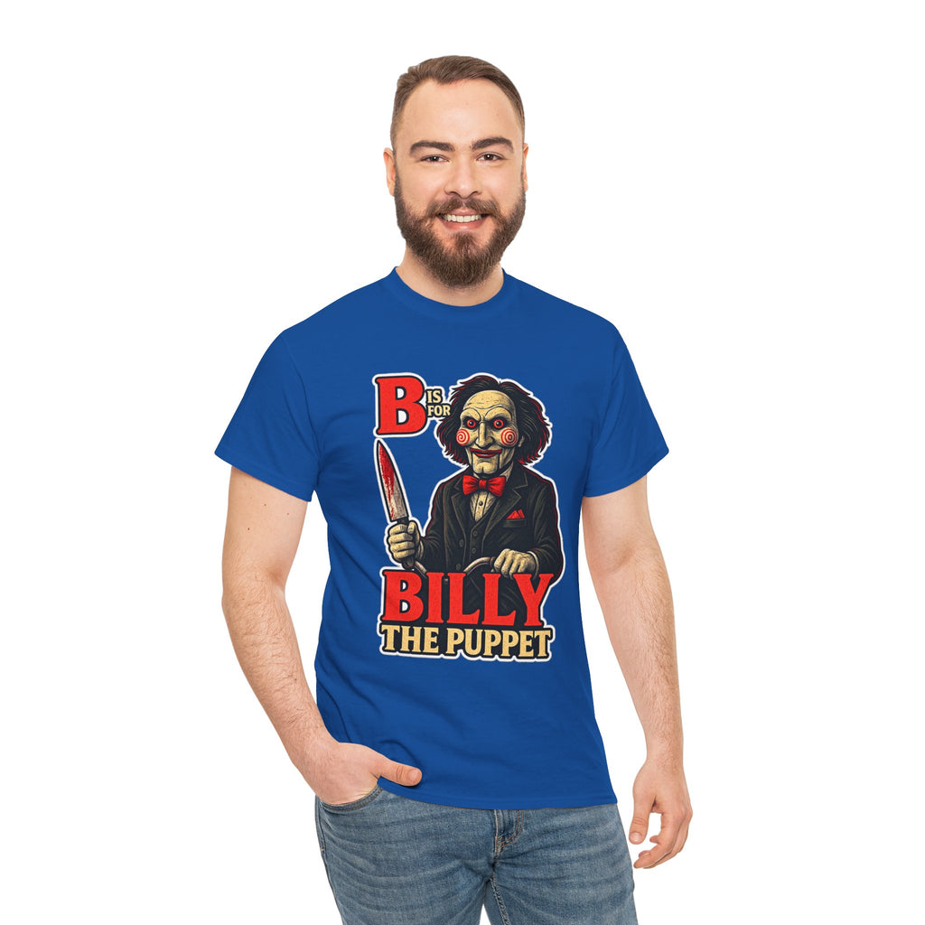 Billy the Puppet Horror Tee — Jigsaw-Style Killer Doll Graphic T-Shirt