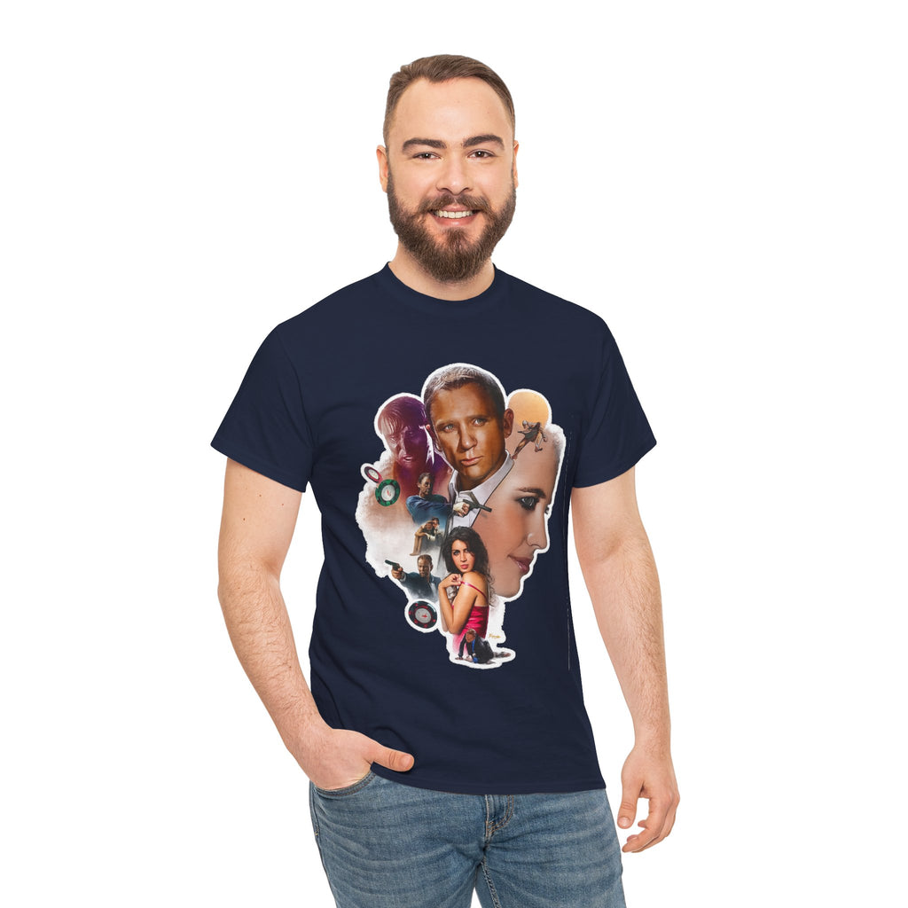 Jame Bond Movie Collage T‑Shirt — Vintage Film Noir Portrait Tee